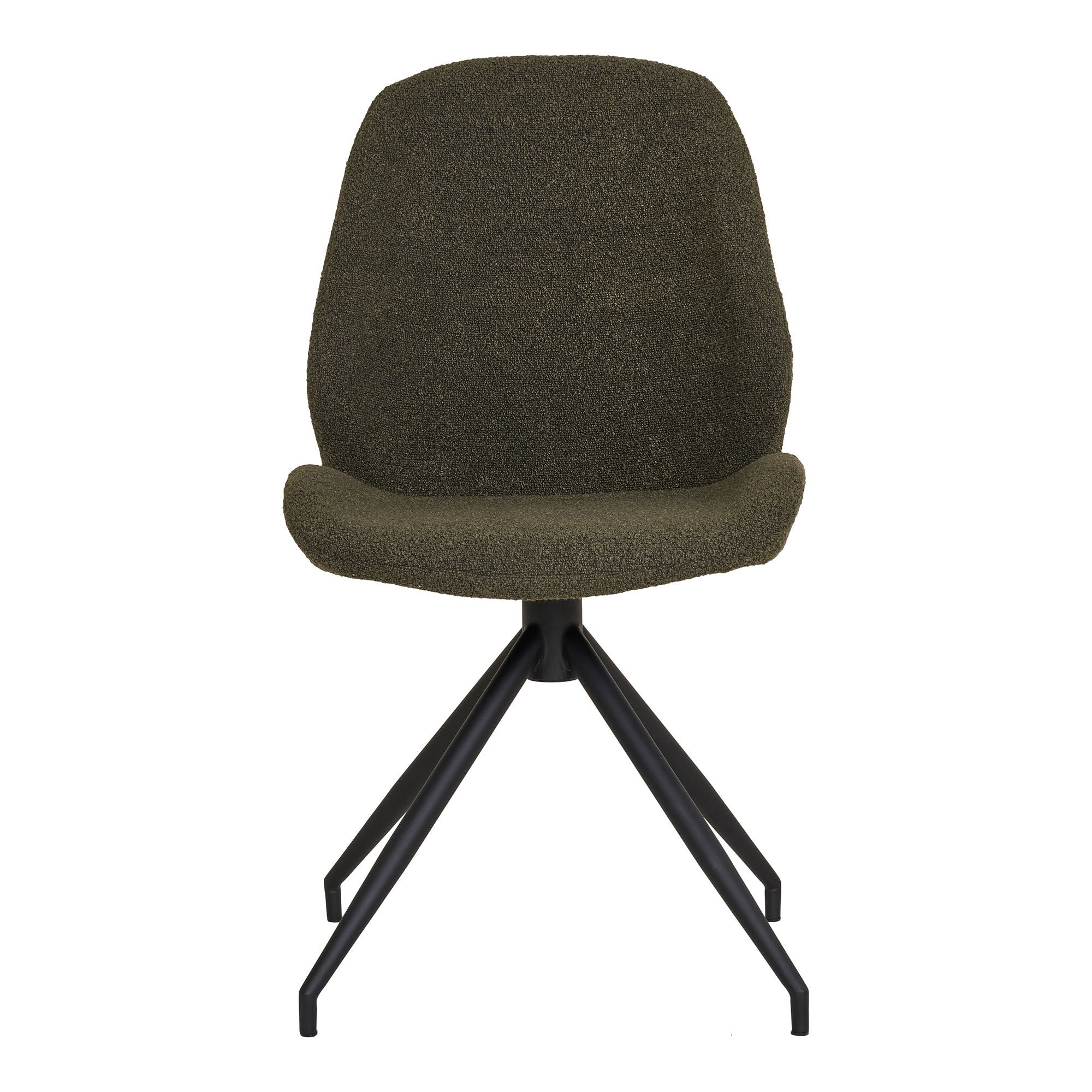Monte Carlo Dining Chair - Dining Chair with swivel, bouclé, green, black legs, HN1241