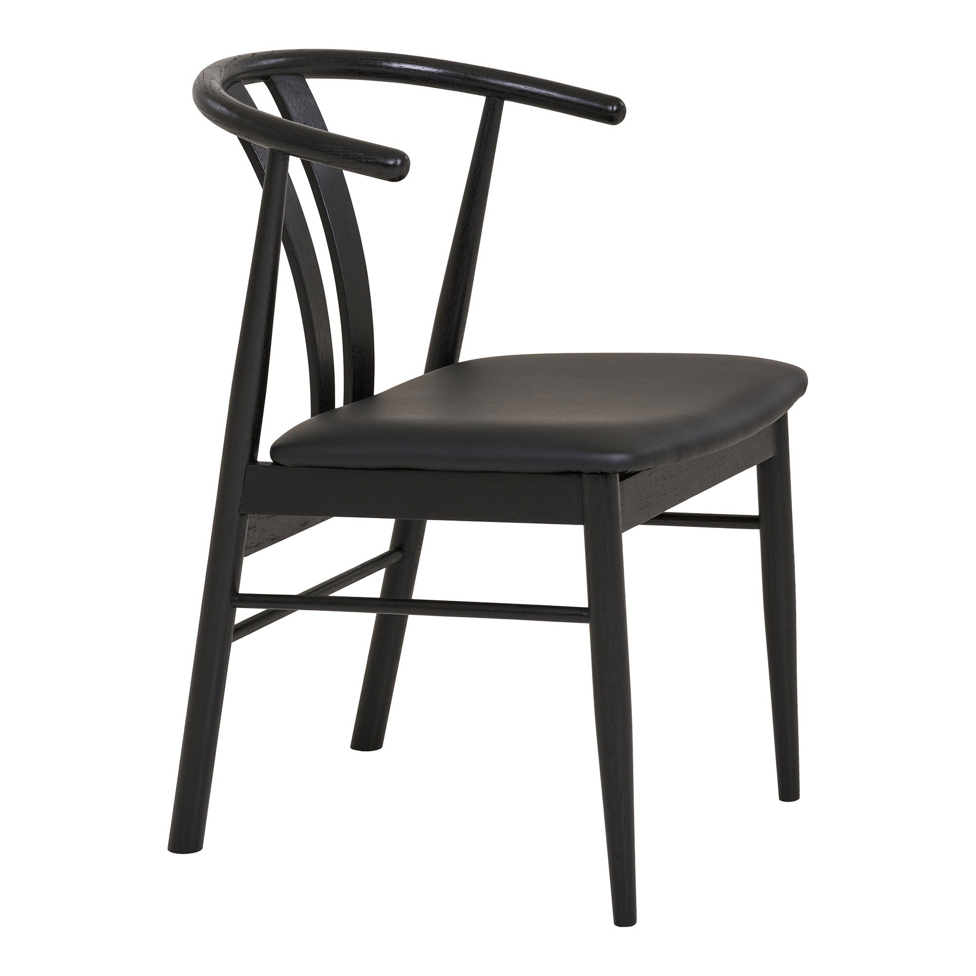 Artenara Dining Chair - Dining chair, beech wood with PU seat, black, HN1219