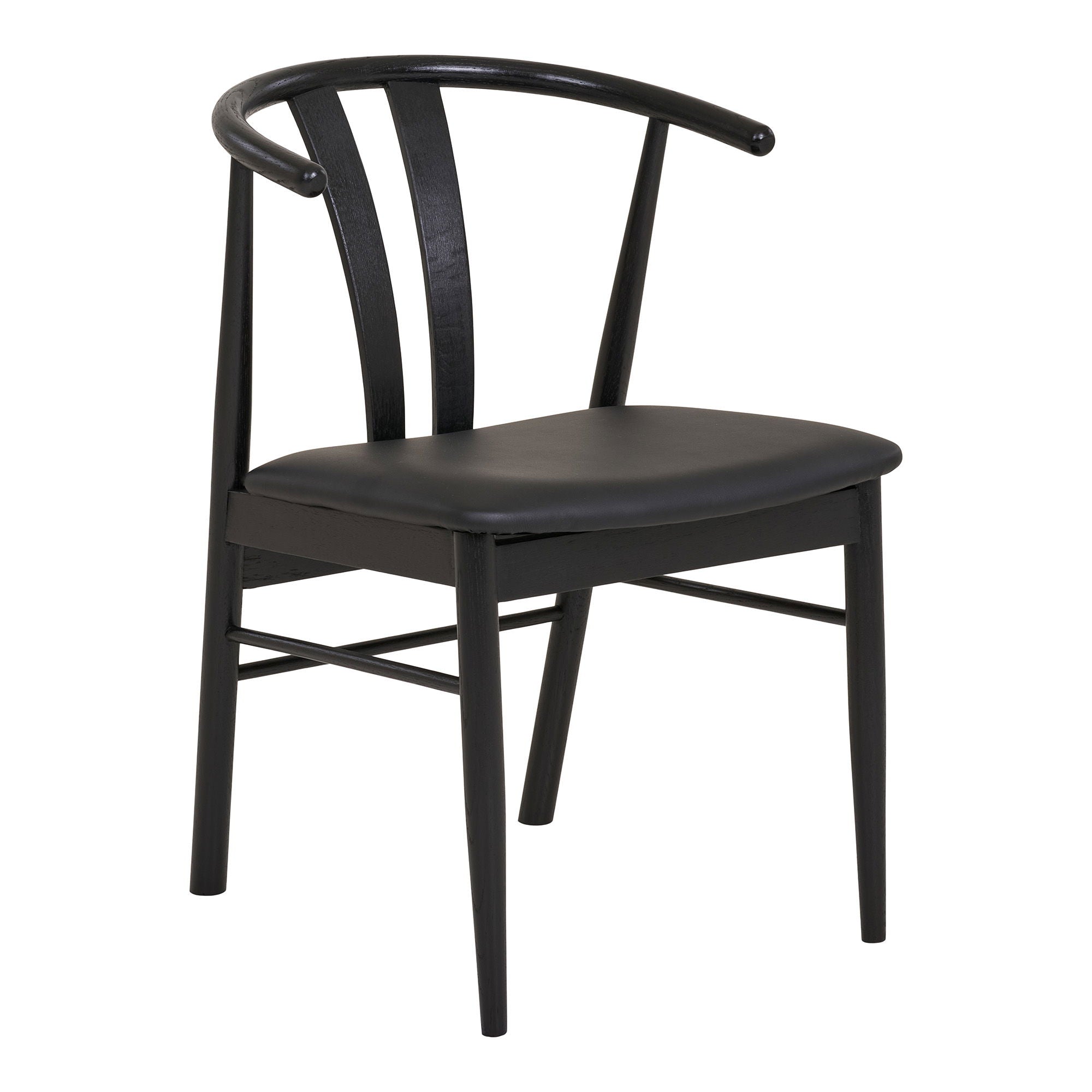 Artenara Dining Chair - Dining chair, beech wood with PU seat, black, HN1219