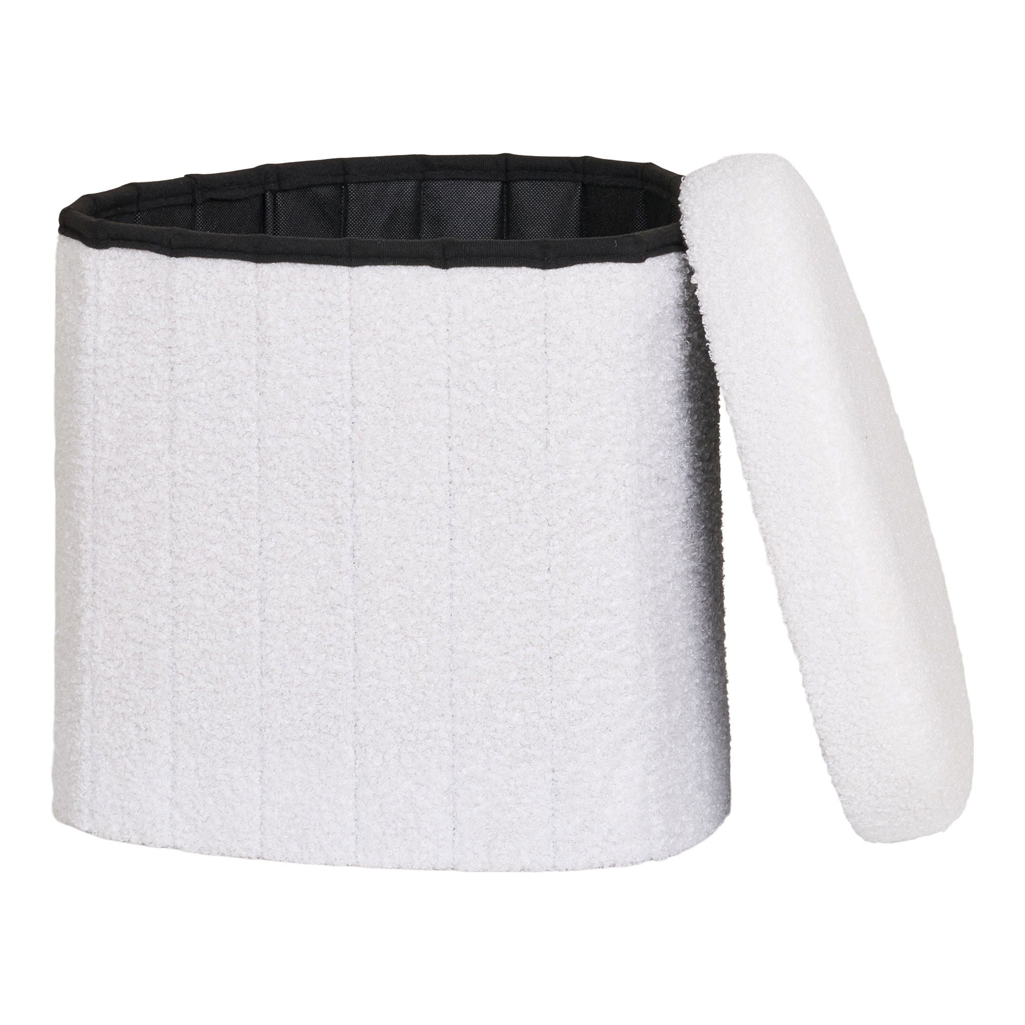 Medford Pouf - Pouf, teddy, white, HN1310<br>42,5x36,5 cm