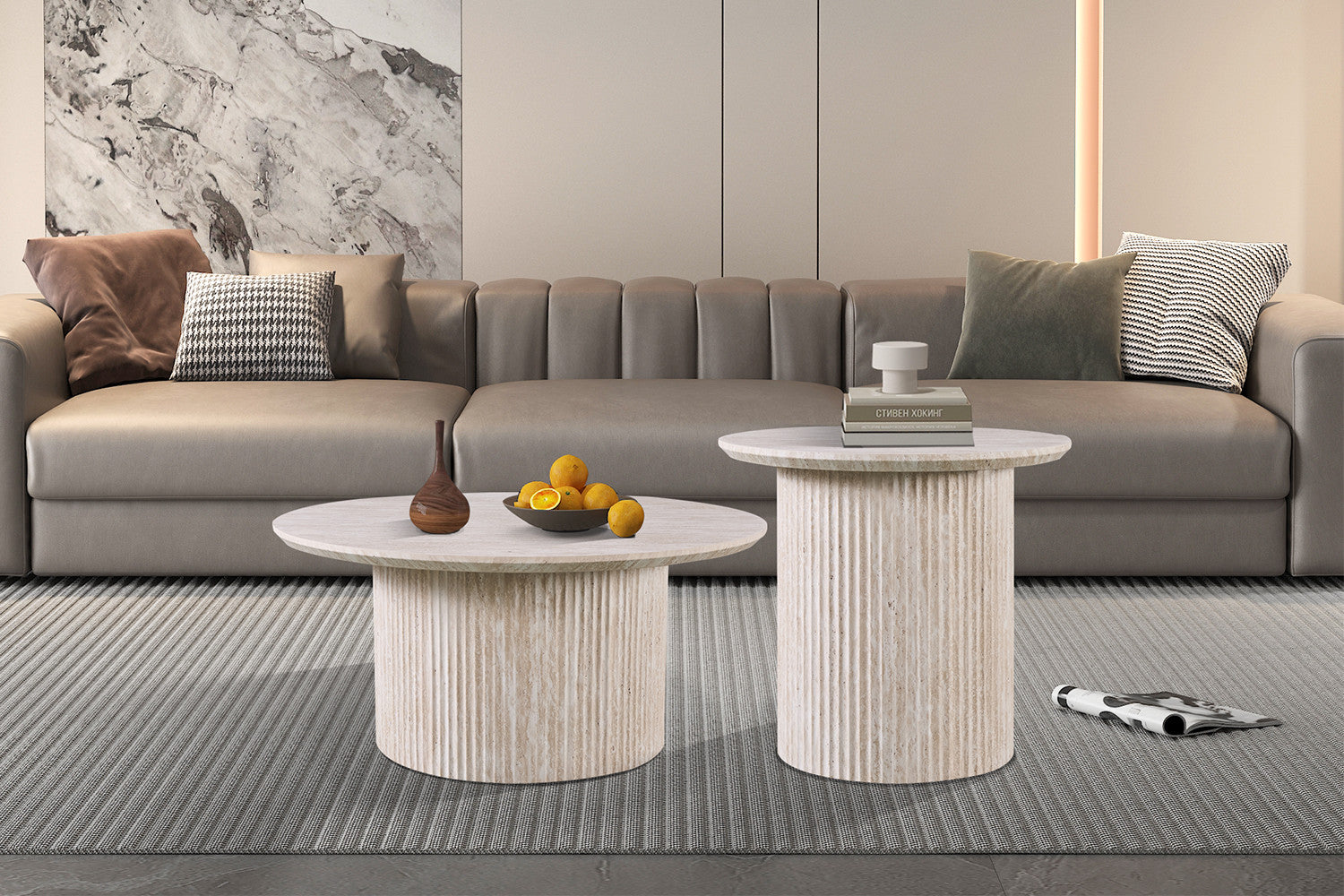 Salontafel 'Lagos' 80 cm Rond Decor Travertin Beige