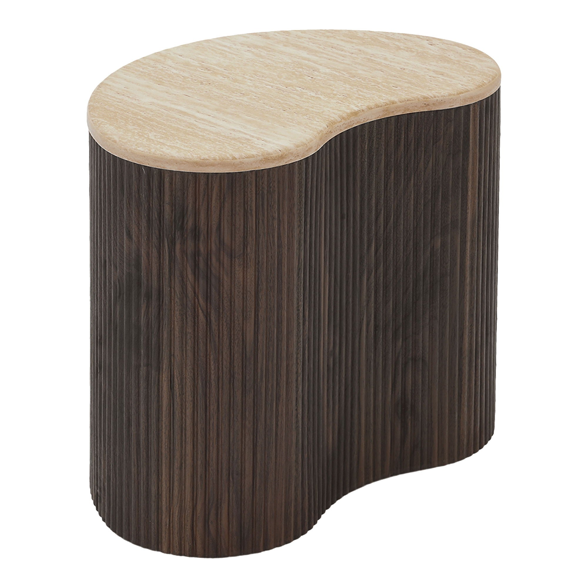 Cadiz Side Table - Side table, travertine look, dark brown33x50x44 cm