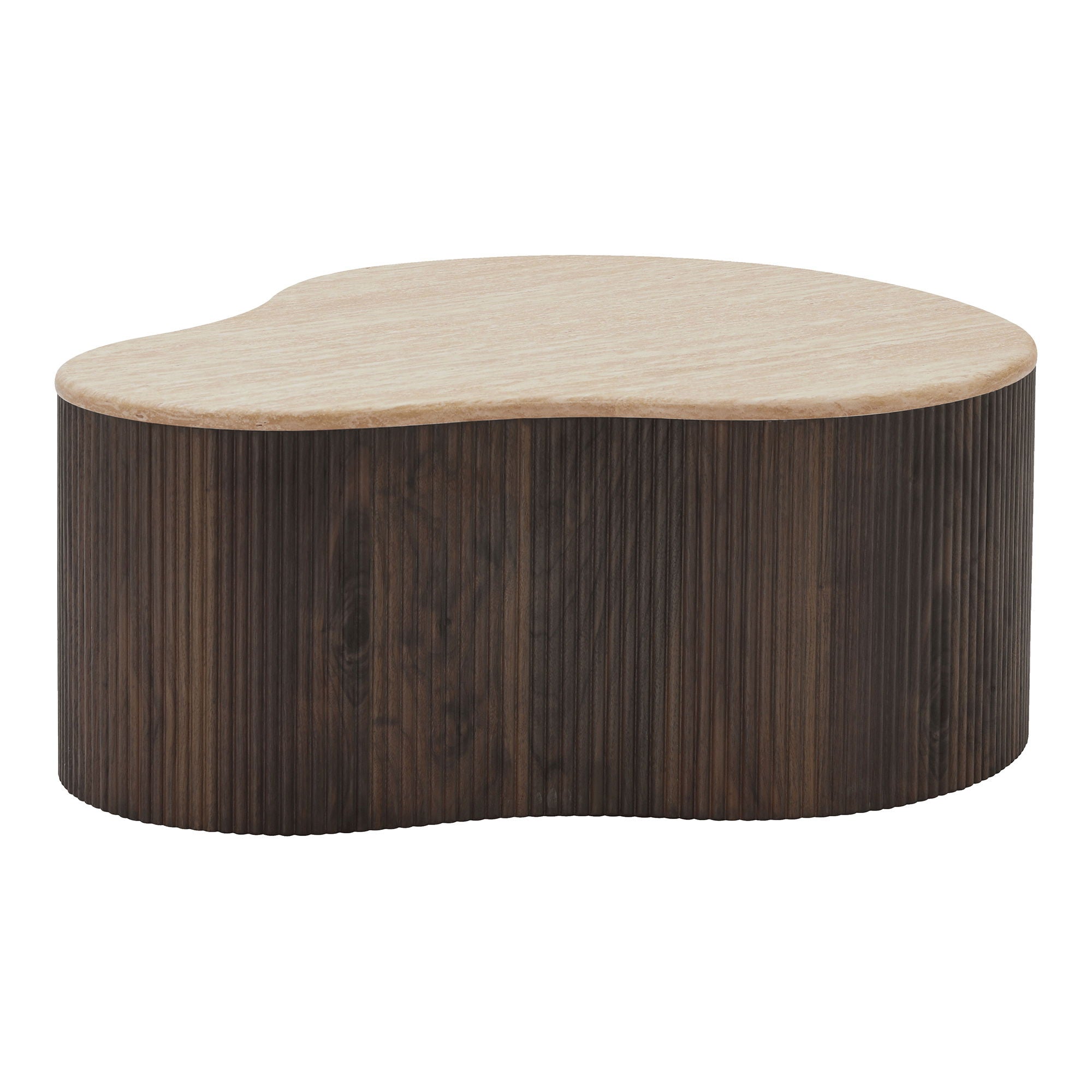 Cadiz Coffee Table - Coffee table, travertine look, dark brown75x84x34 cm