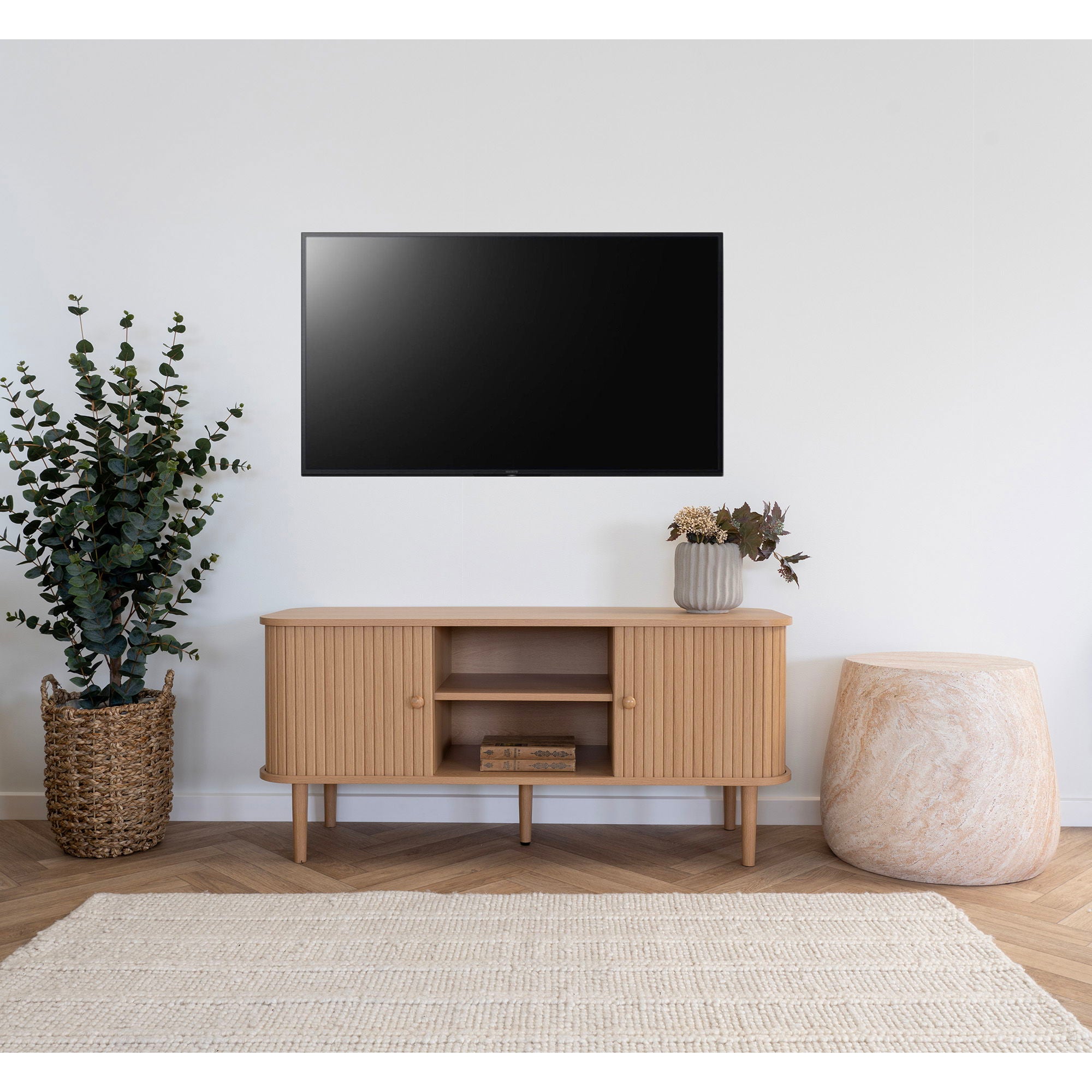 Nikko TV-bench - TV-bench, 2 doors, natural113x40x52 cm