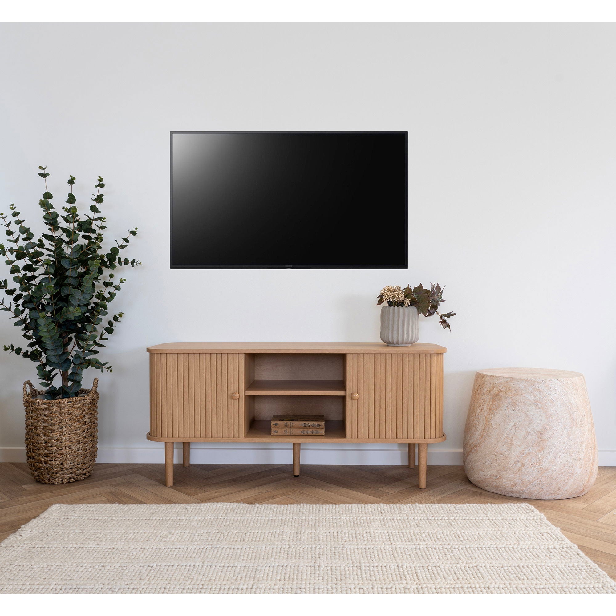 Nikko TV-bench - TV-bench, 2 doors, natural<br>113x40x52 cm
