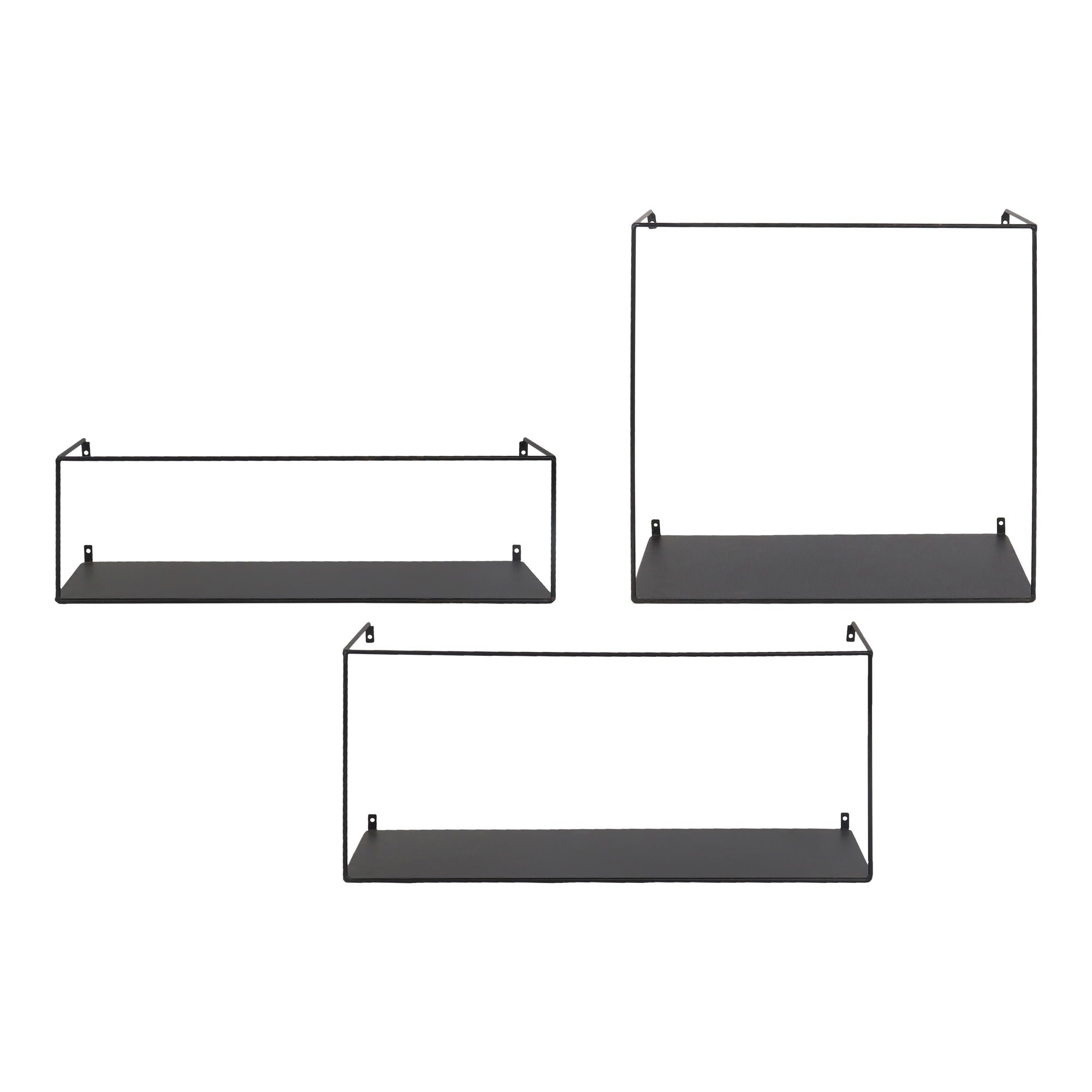Ulmo Wall Shelf - Wall shelf, steel, black<br>set of 3