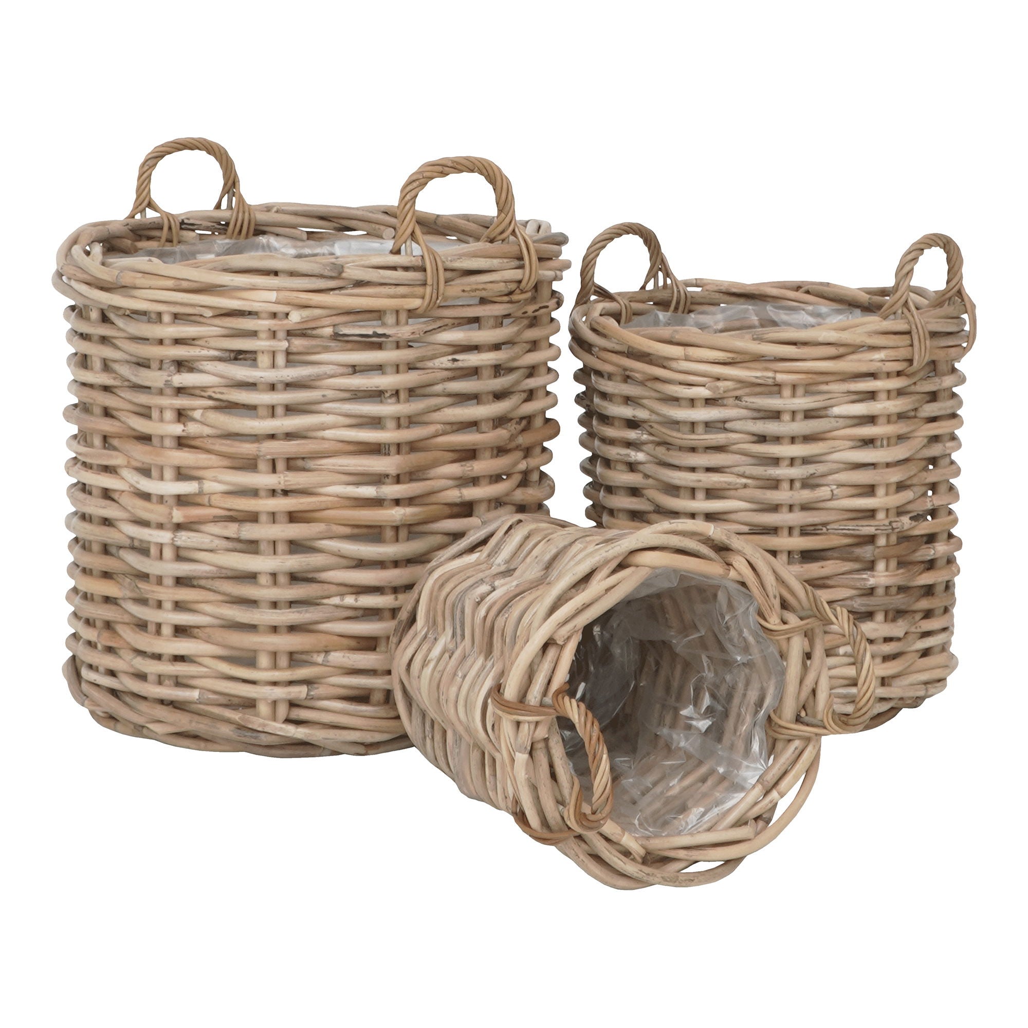 Burton Baskets - Baskets, kubu rattan, natureset of 3