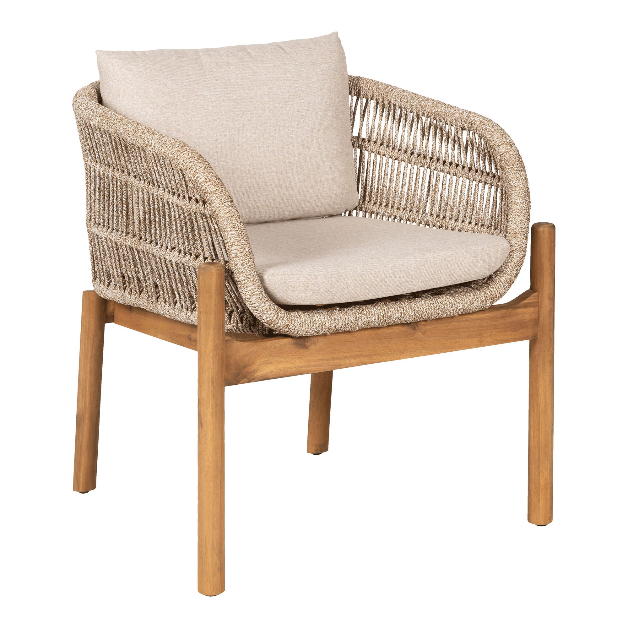 Terracina Dining Chair - Dining chair, acacia, beige, incl. cushion