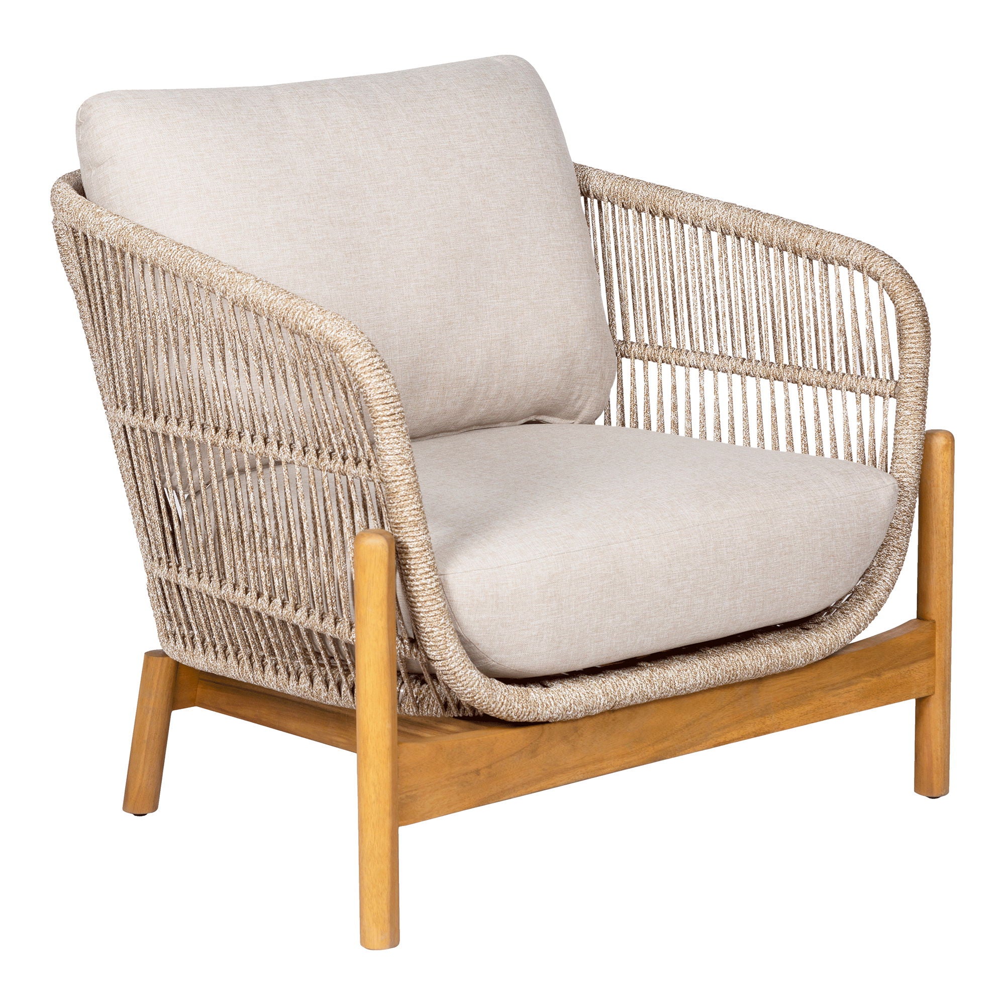Terracina Lounge Chair - Lounge chair, acacia, beige, incl. cushion