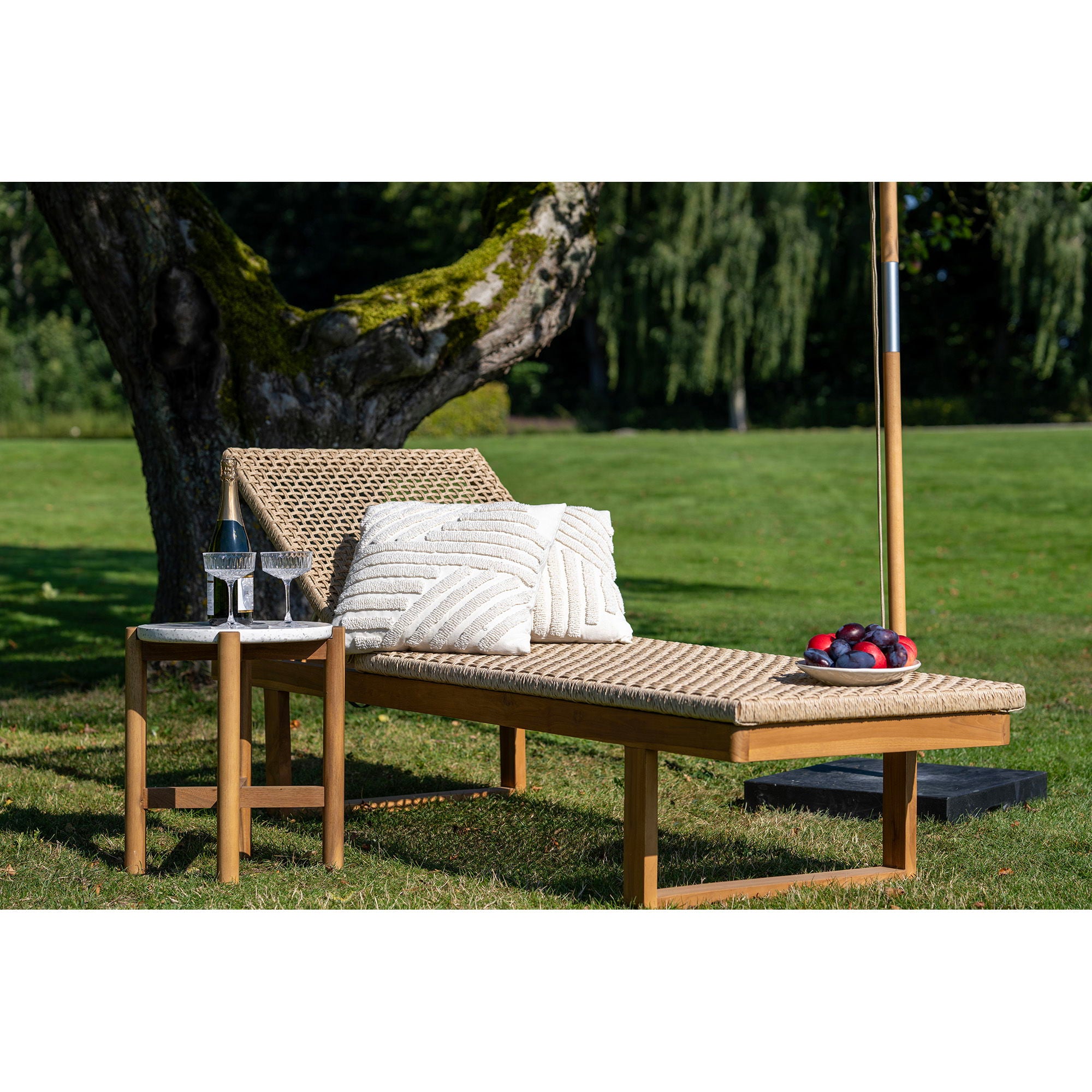 Derby Sun Lounger - Sun Lounger, teak/polyrattan, nature