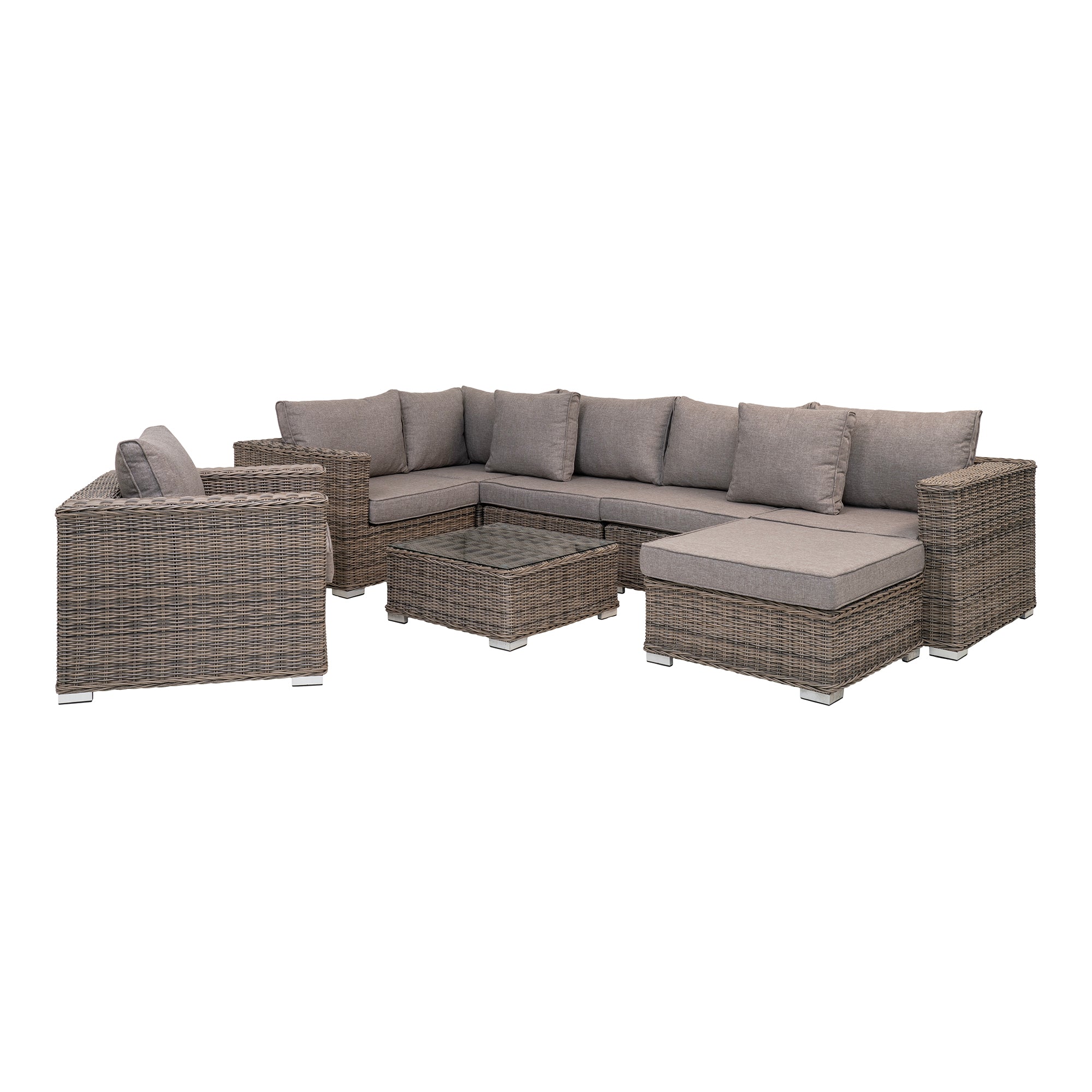 House Nordic Calvi Lounge Set – Luxe Kubu Grey – Polyrattan met Kussens – 4-Delige Set