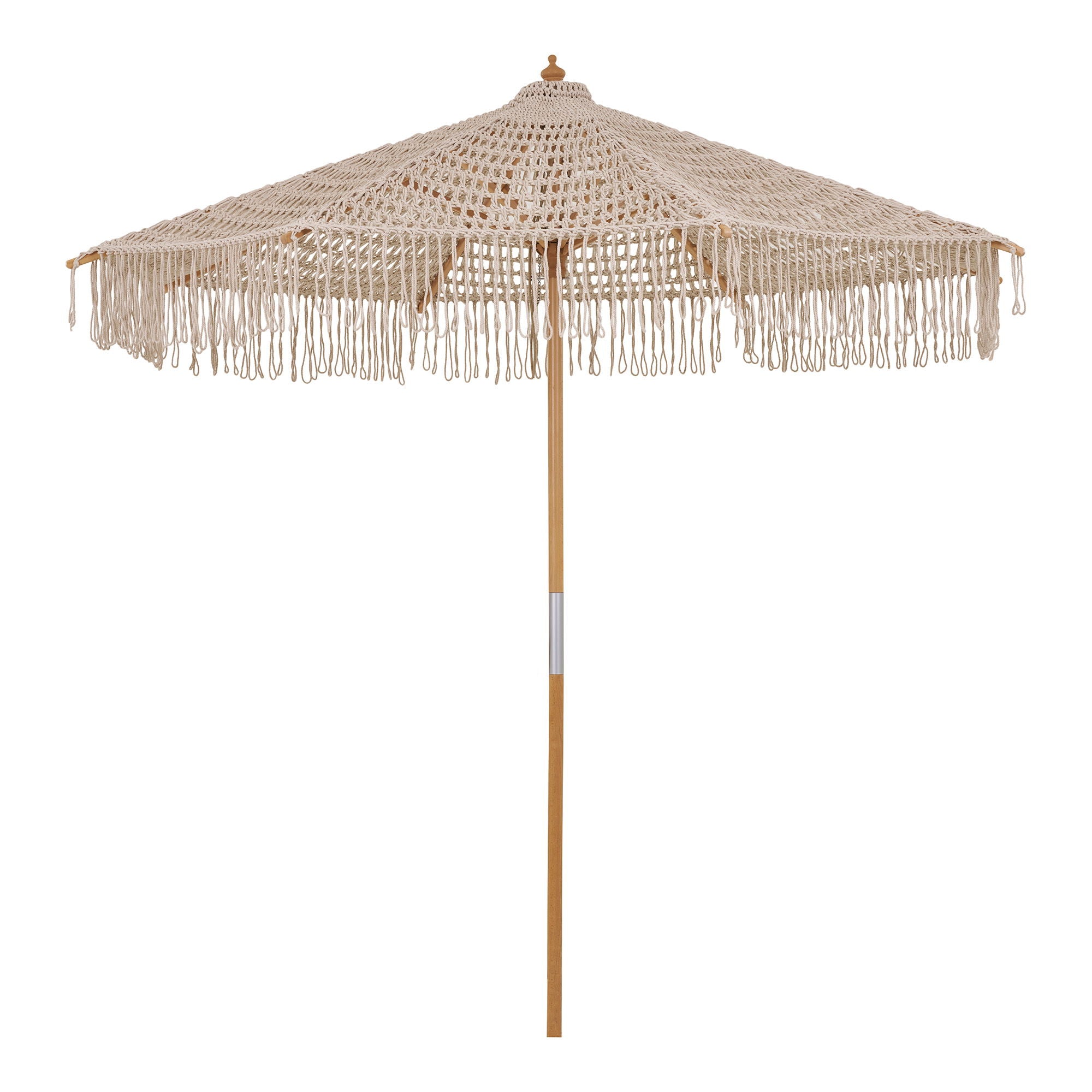 Martos Knitted Parasol - Parasol, cotton, wooden pole, beige<br>ø250 cm