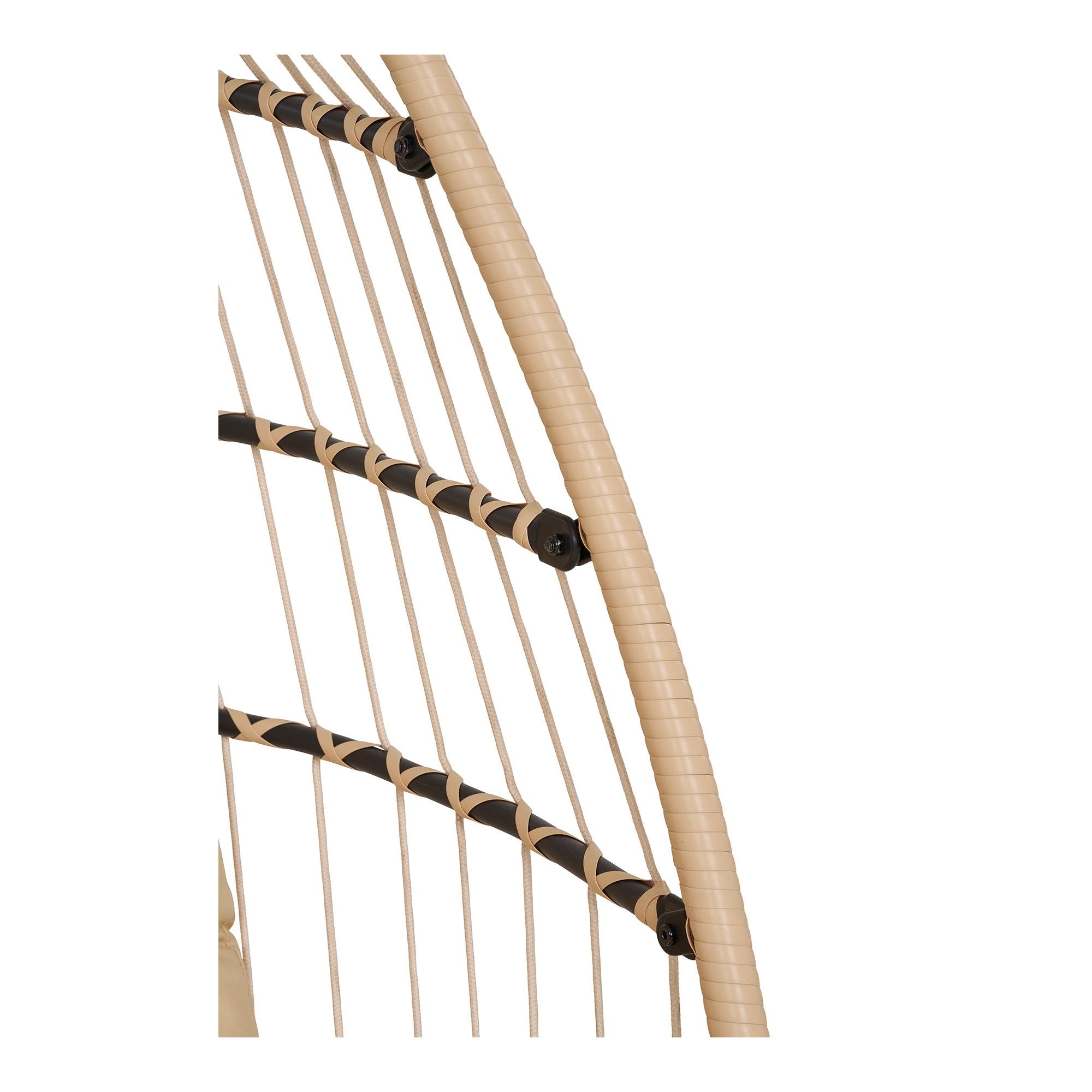 Patras Hanging Chair - Hanging chair, steel stand, foldable seat, incl.cushions, natural/black<br>195x117x107 cm