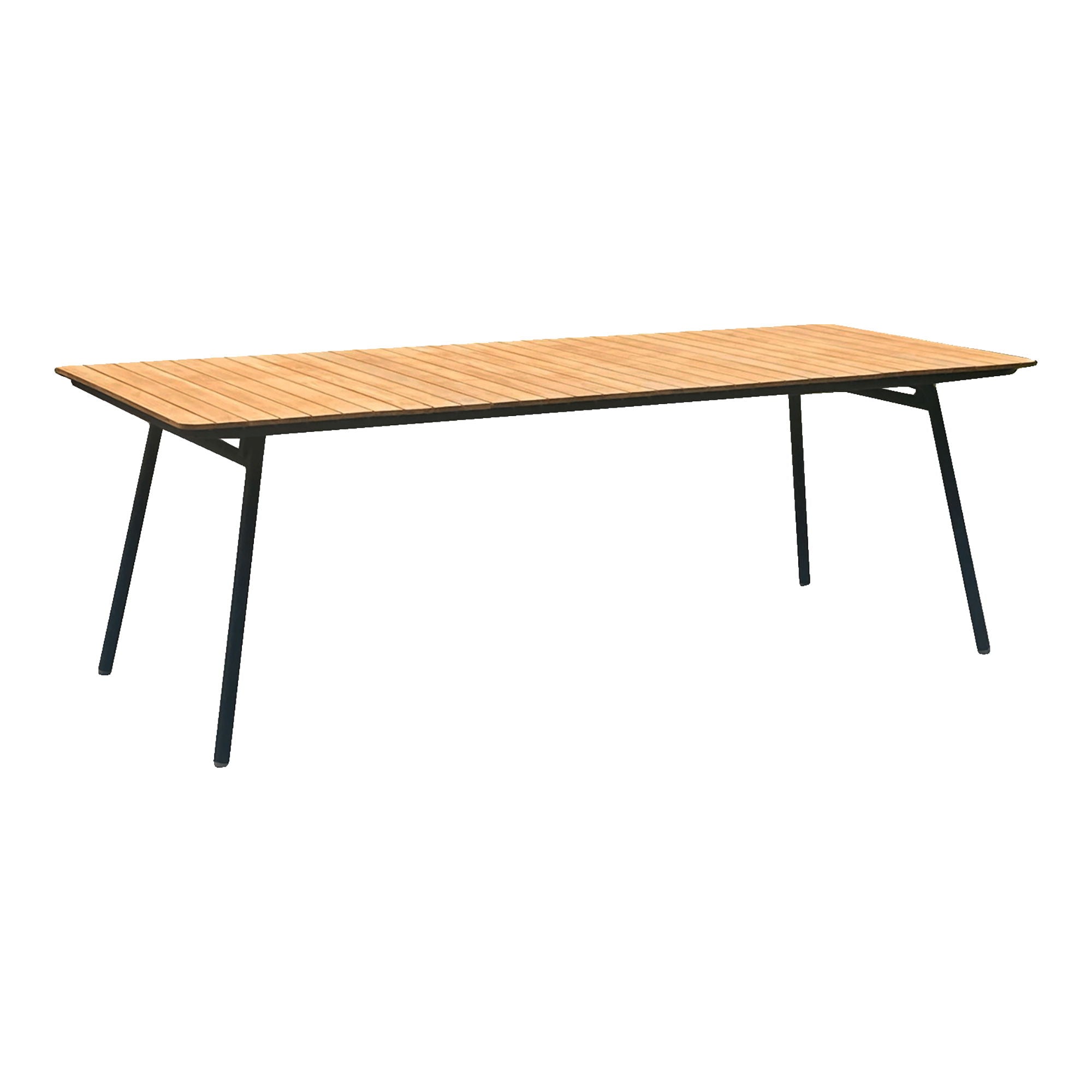 Cleveland Dining Table - Dining table, teak table top, natural, black legs 90x220x74 cm