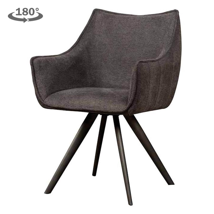 Riviera Armstoel - fabric Brego 18 dark grey (draaibaar)