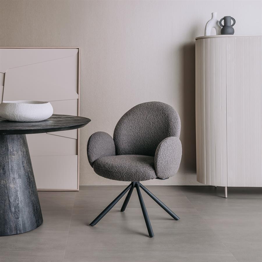 Tower Living Eetkamerstoel Imola – Luxe Ascot Stof – Draaibaar met Terugkeerfunctie – Japandi