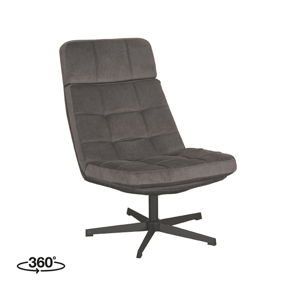 LABEL51 Fauteuil Alvar – Stijlvolle Bouclé Fauteuil – Exclusief Hocker