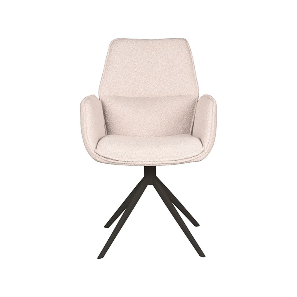 LABEL51 Eetkamerstoel Mellow - Naturel - Boucle - Zwart Onderstel