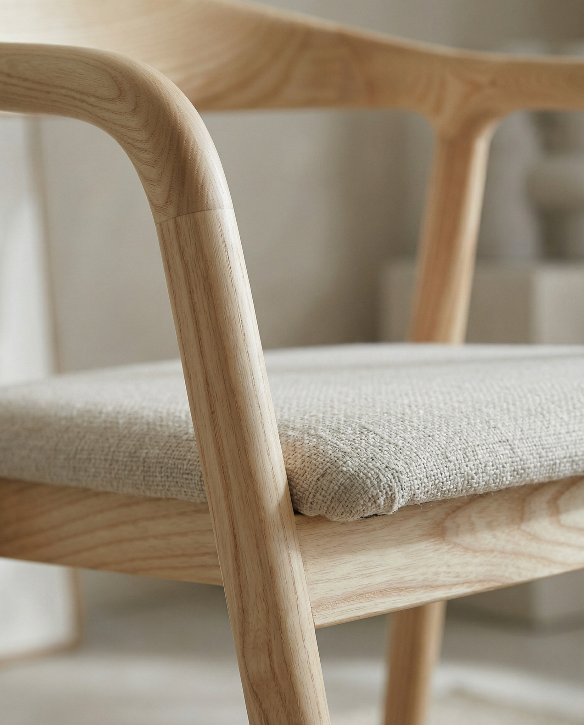 Japandi Essenhouten Stoel Licht Beige