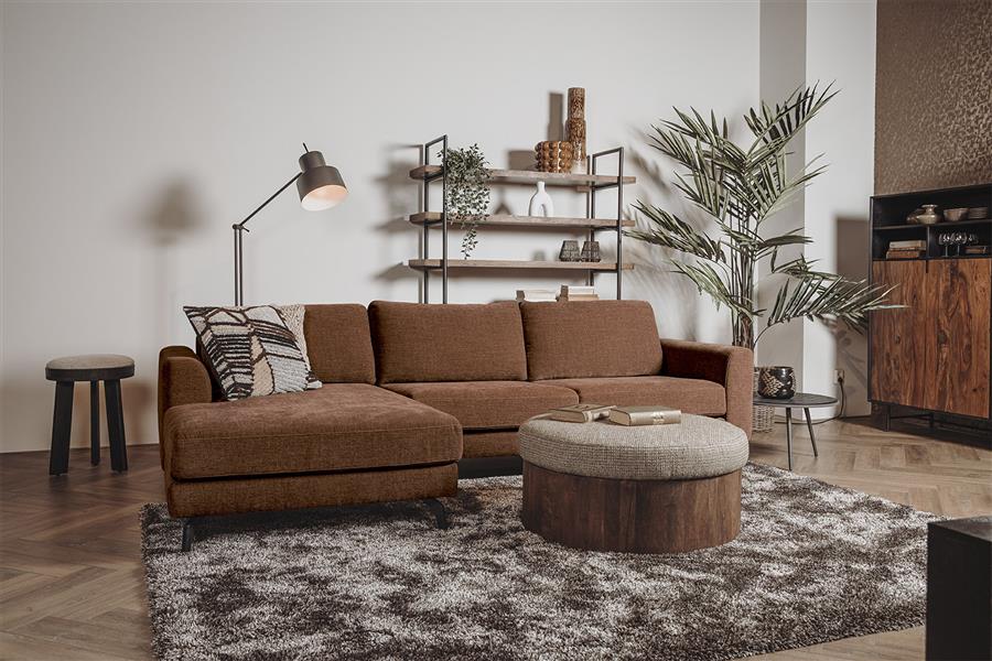 Tower Living Hoekbank Highlands – 2,5-Zits met Chaise Longue Links – Nature Stof