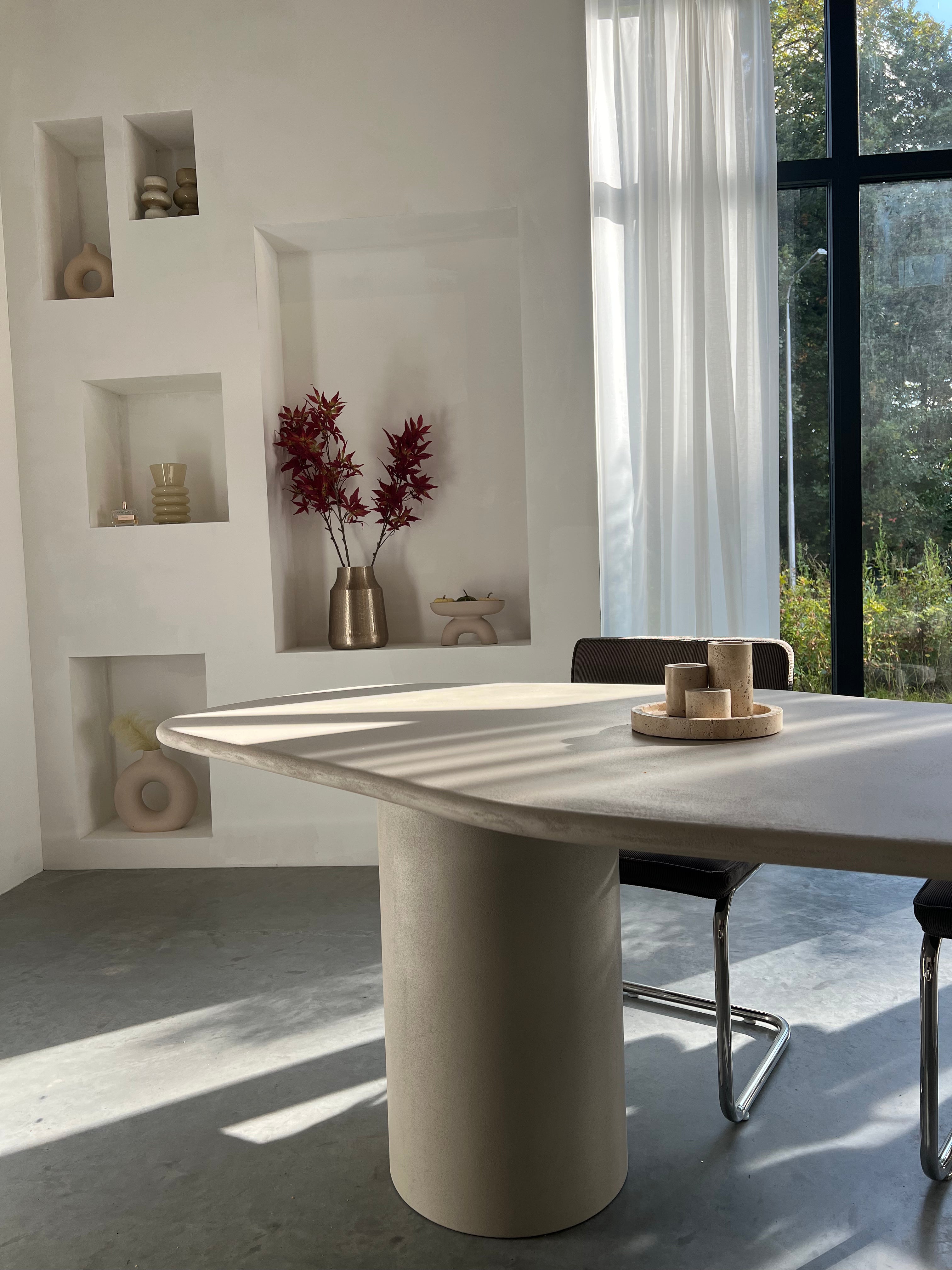 Japandi Eettafel Betonlook,  Beige 240cm