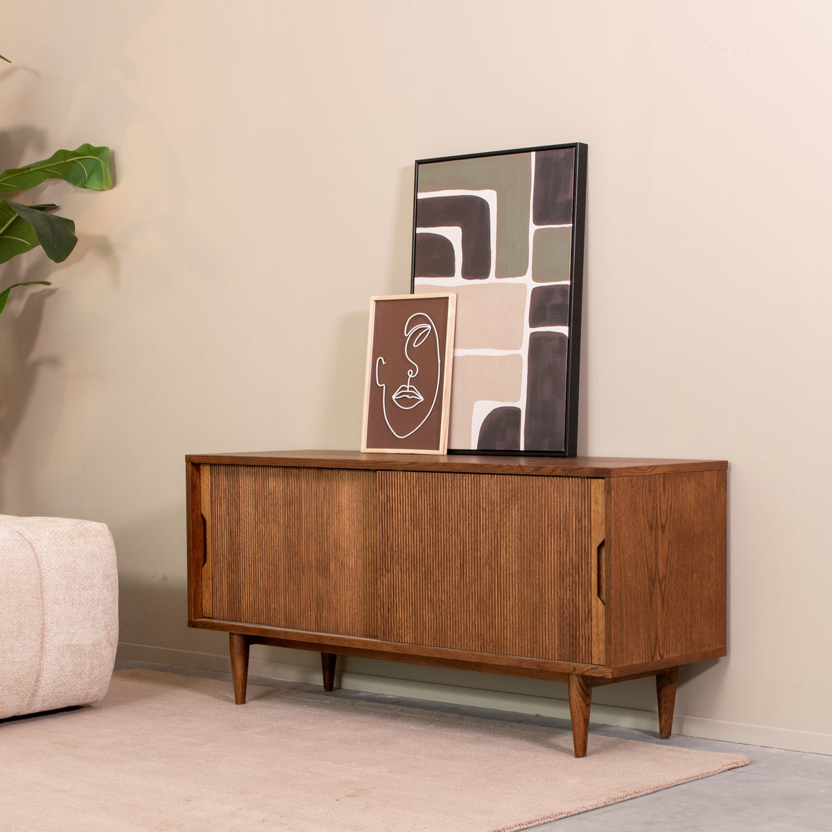 LABEL51 Tv-meubel Jule – Robuuste Eikenhouten Look – 130 cm