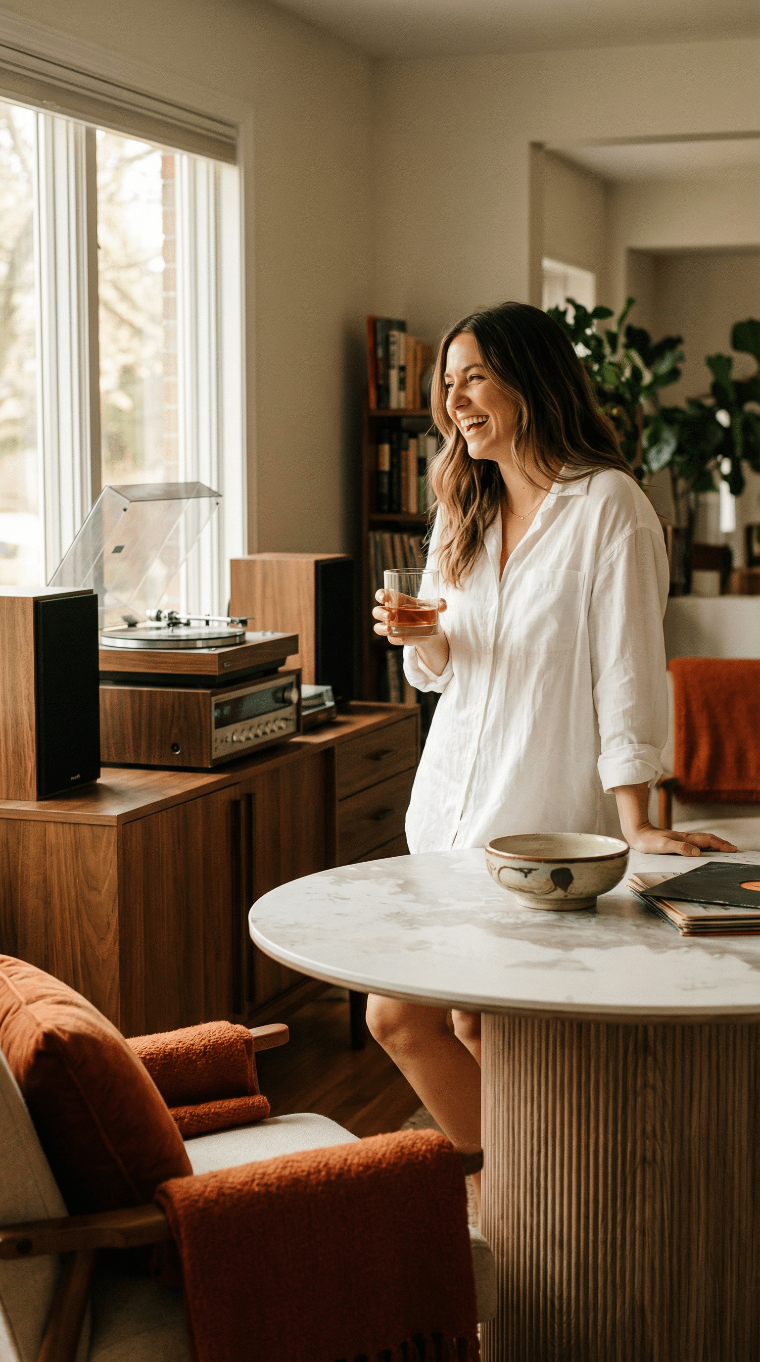 Japandi Eettafel  Keramisch Tafelblad Wit/Donkereiken – Ø120x76 cm