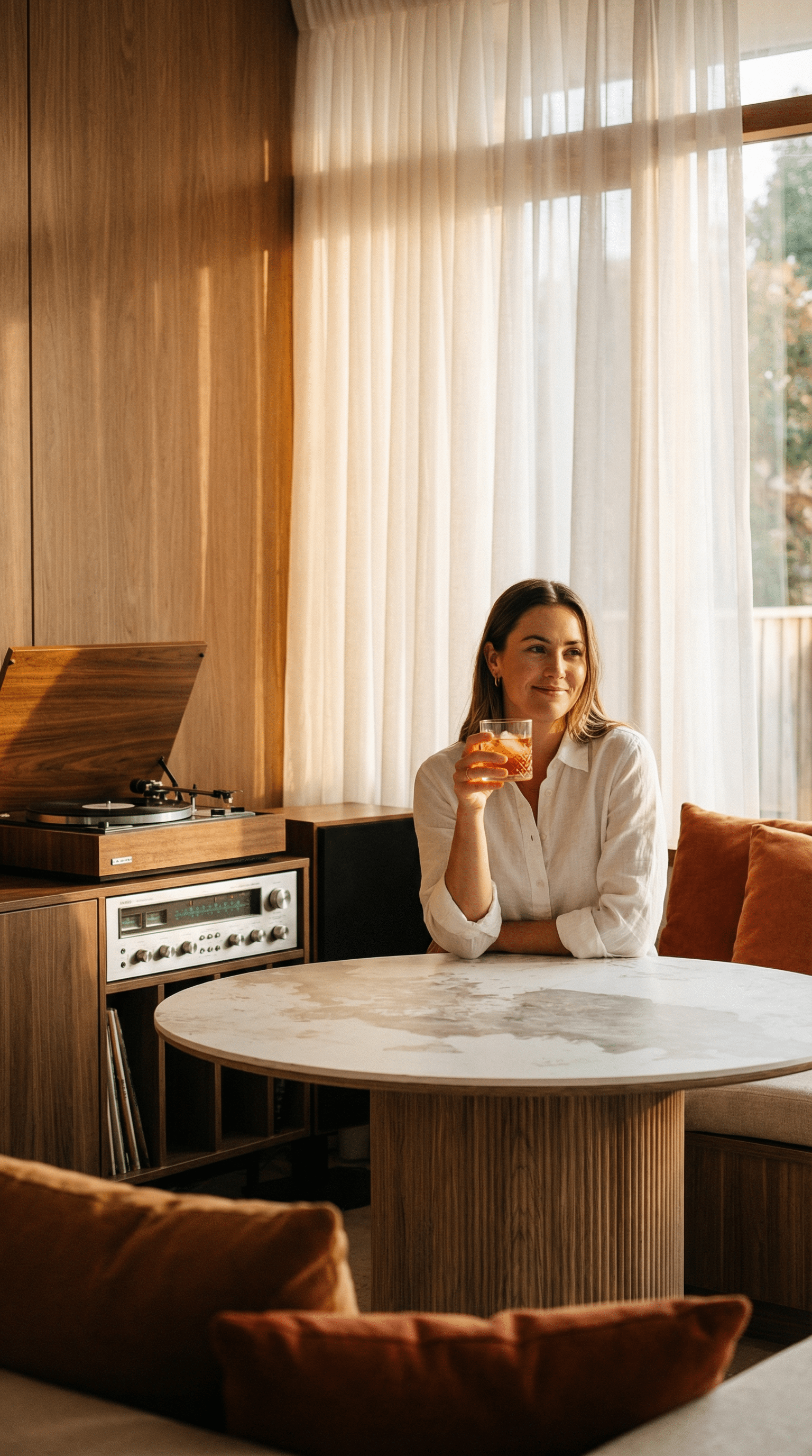 Japandi Eettafel  Keramisch Tafelblad Wit/Donkereiken – Ø120x76 cm