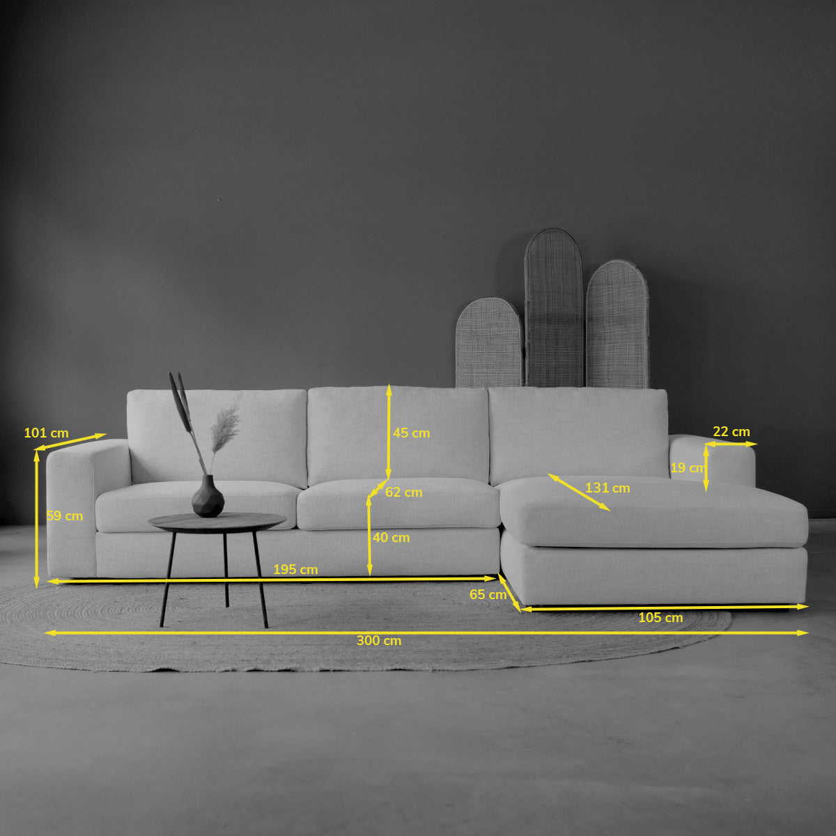 PEPP interiors UNO met chaise longue links - Ambience 2 Cream