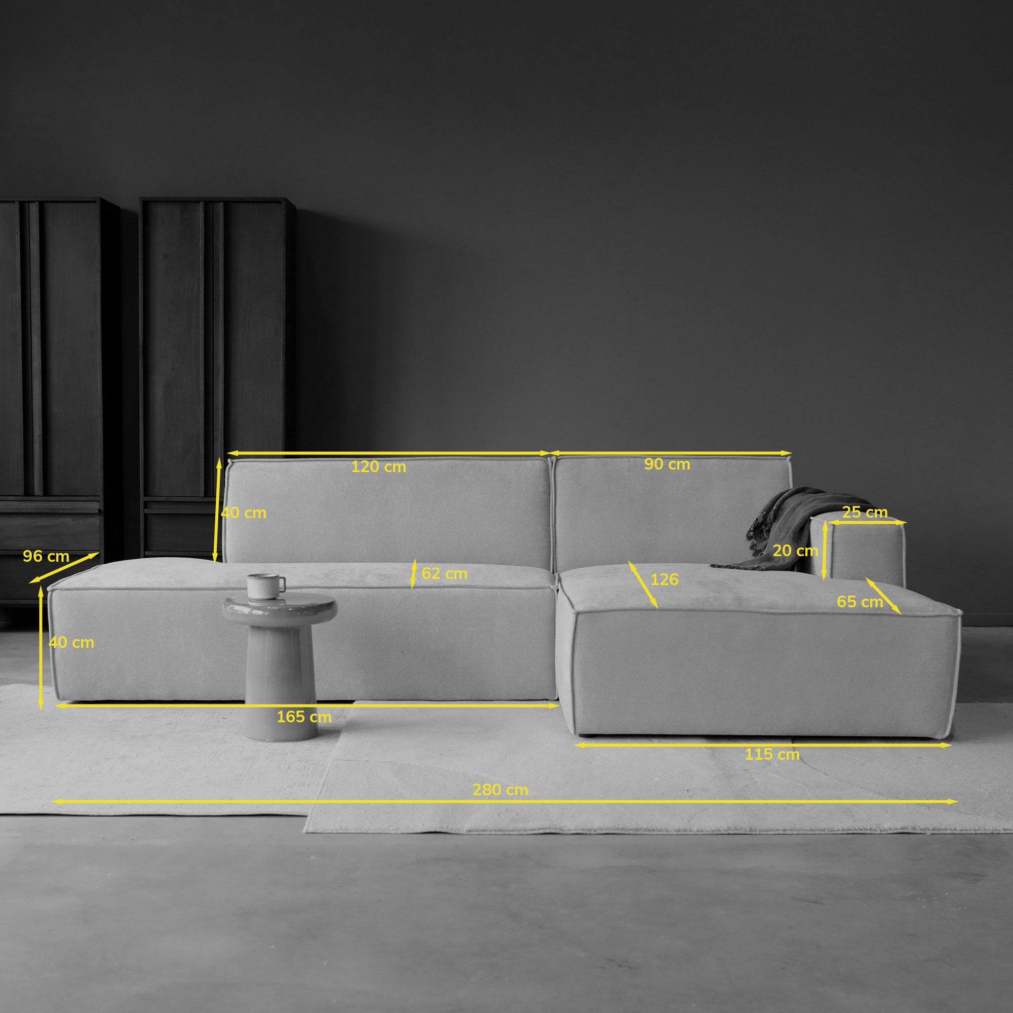 PEPP interiors ENZO met chaise longue rechts - Legend 2 Natural