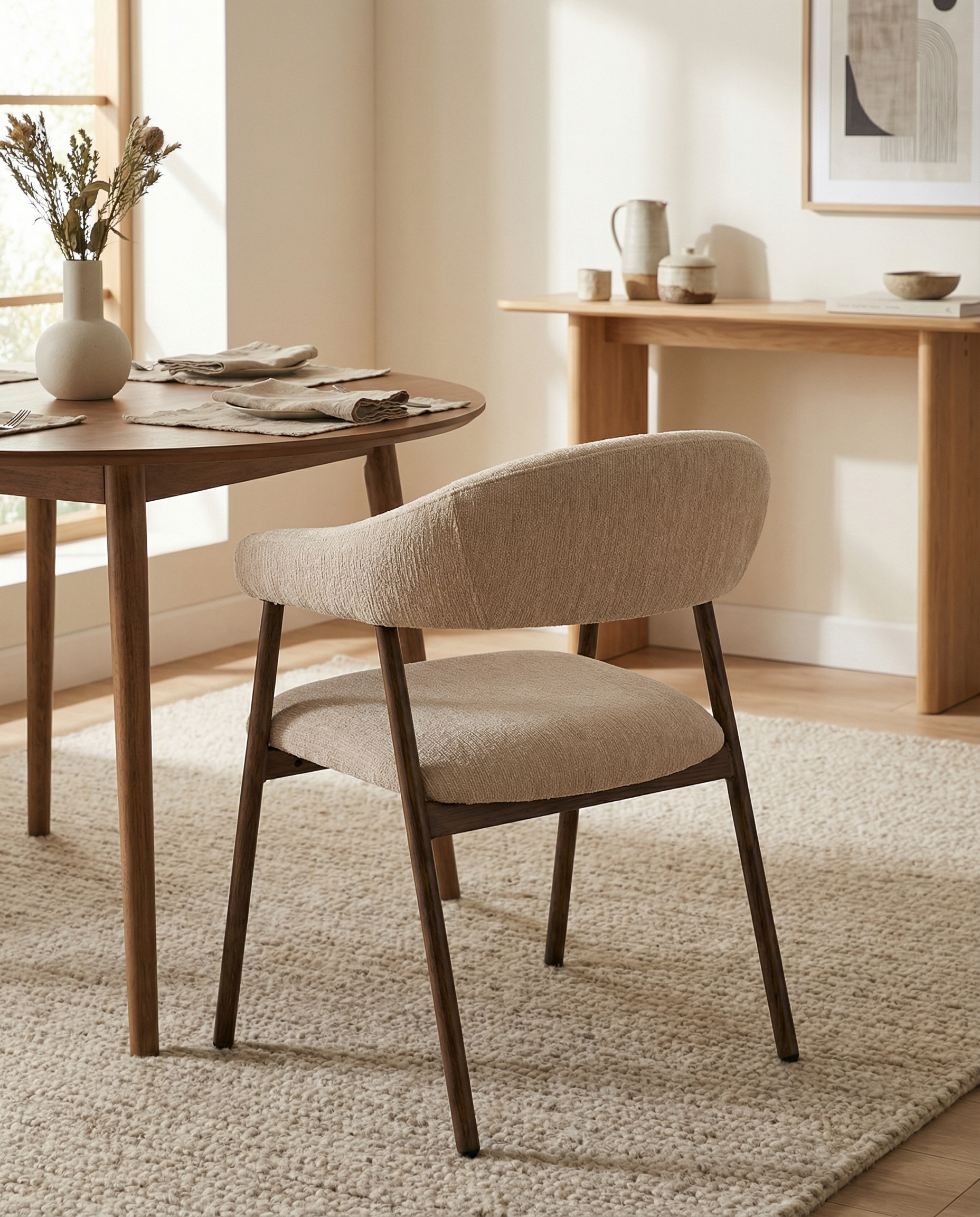 Japandi Eetkamerstoel Desido Walnoot / Wit