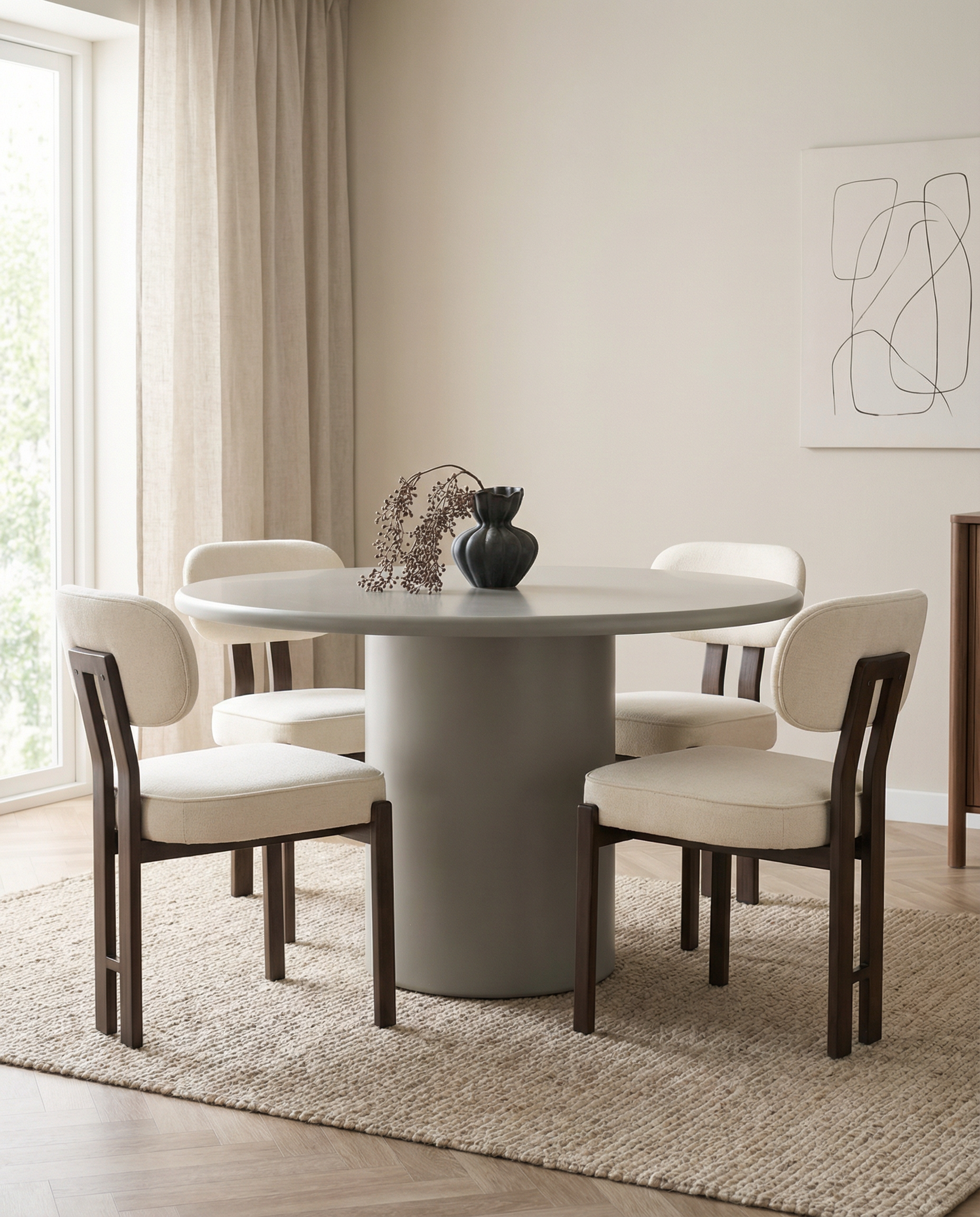 Eettafel Nagano – Ronde Tafel in Zandkleur – Ø120 cm