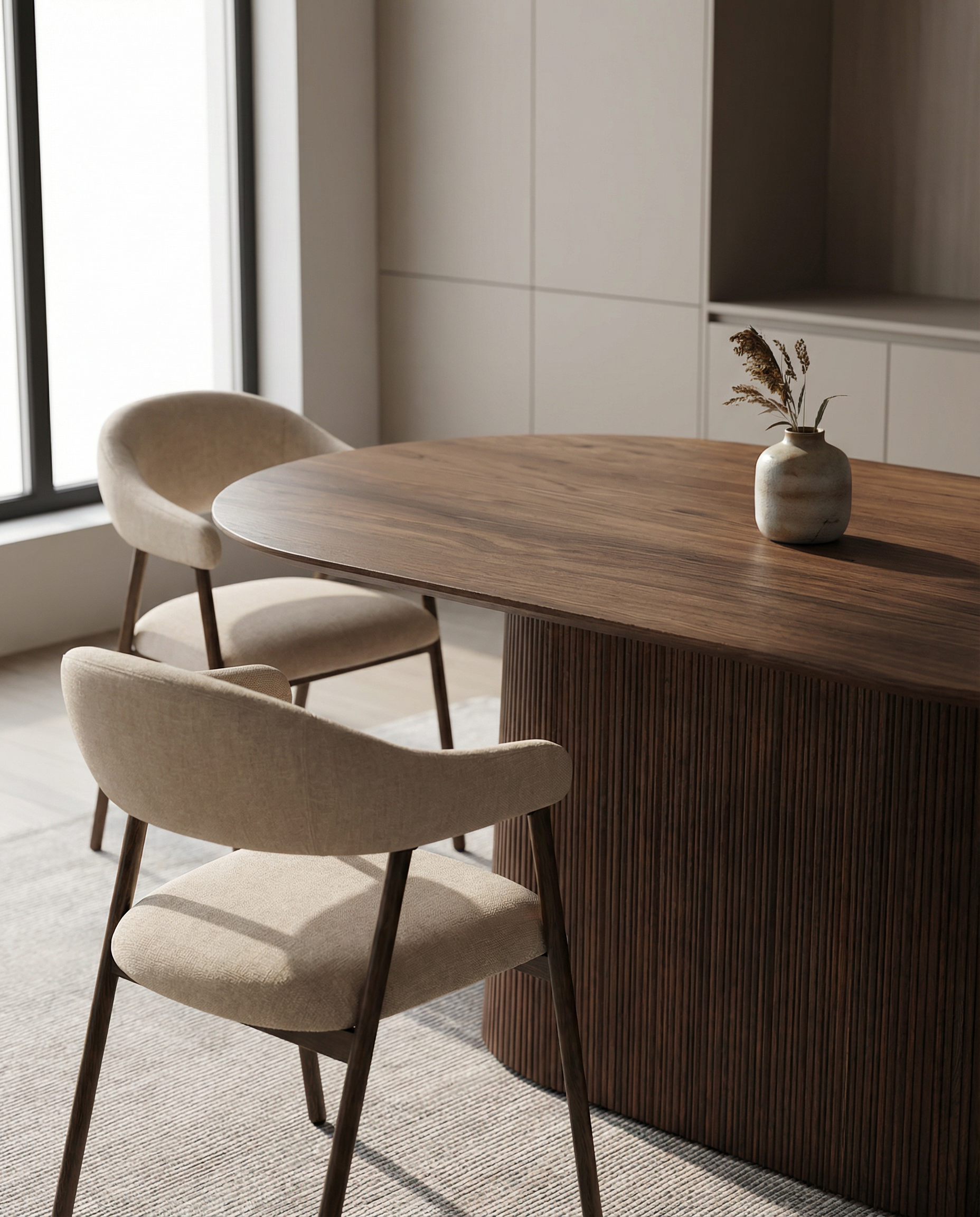 Japandi Ovale Eettafel Licht Mangohout