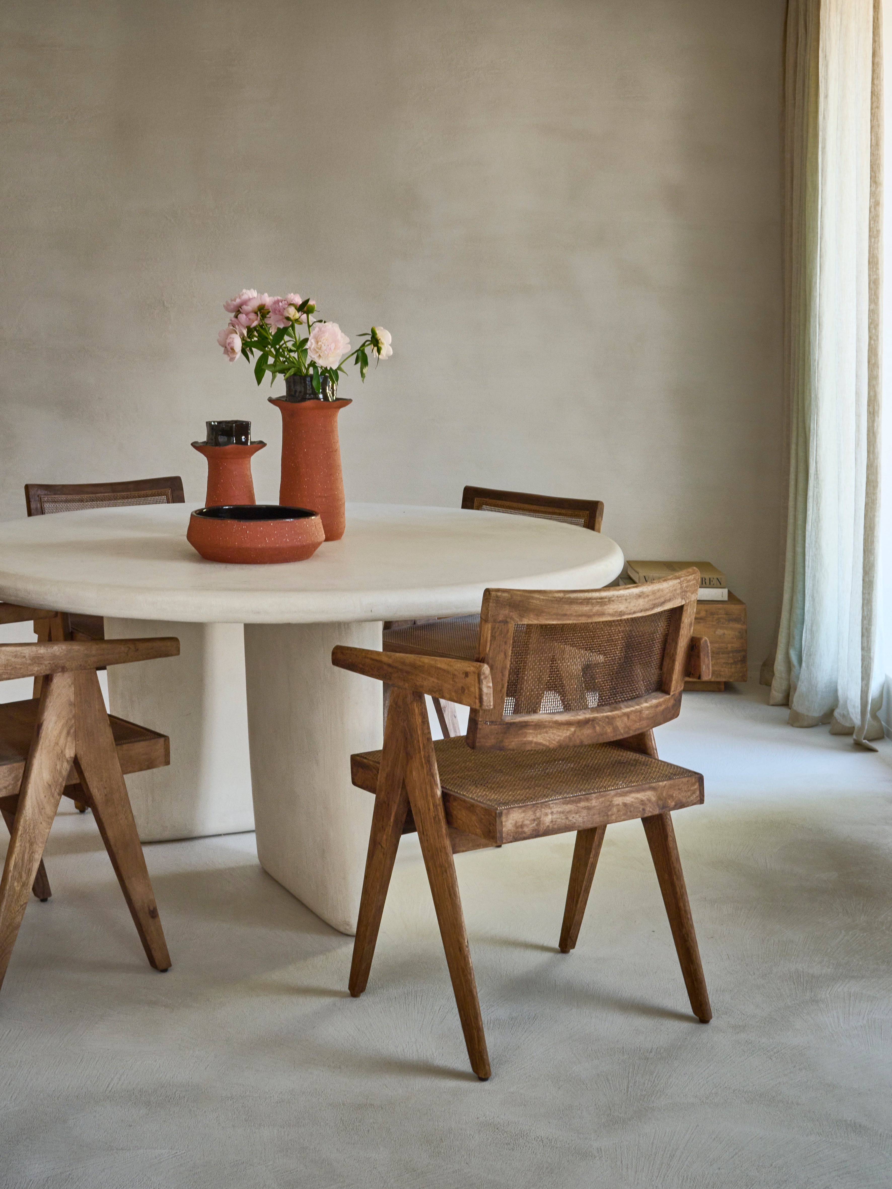 ROSALIA Eetkamerstoel – Mango Hout – Handgevlochten Rotan – Bruin