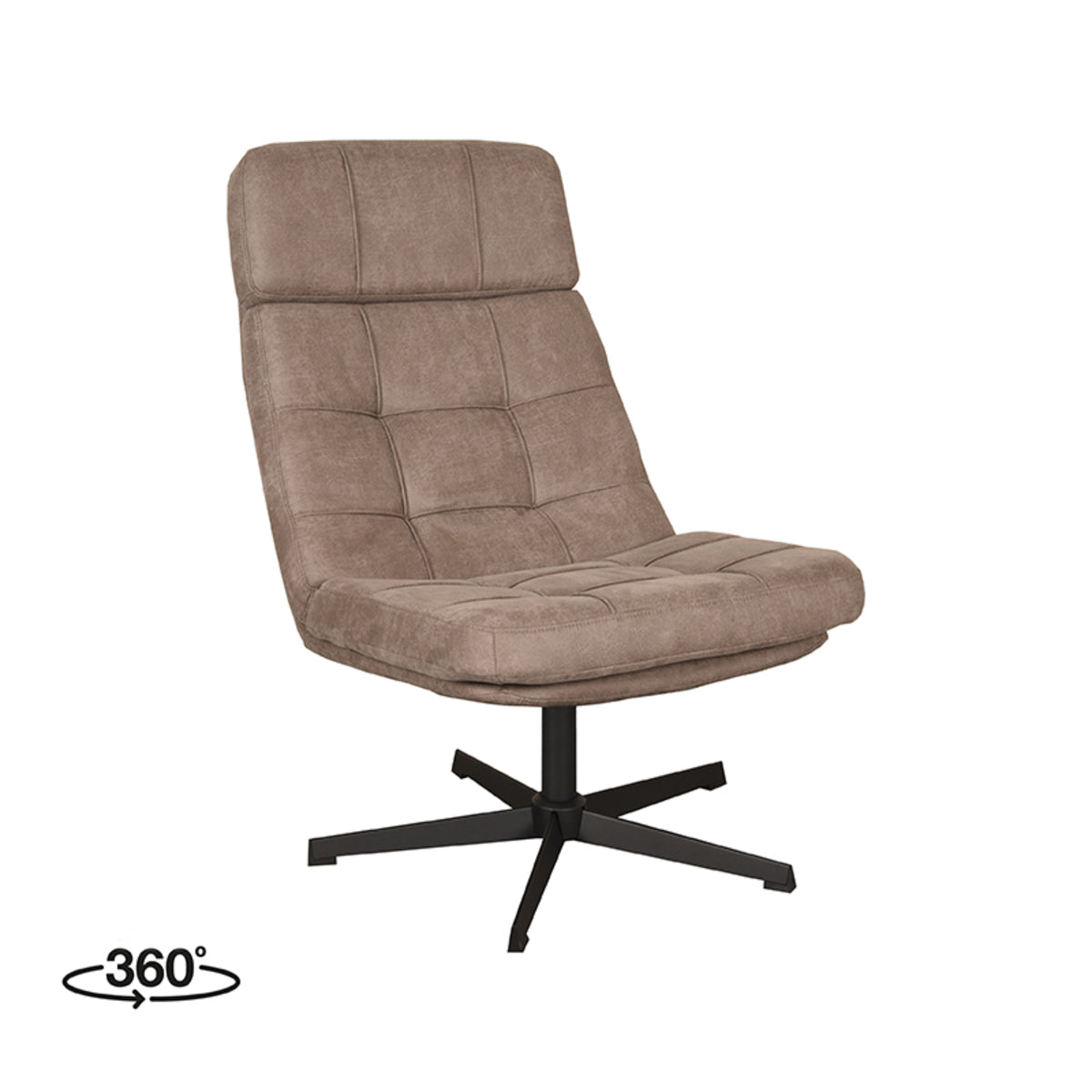LABEL51 Fauteuil Alvar – Stijlvolle Bouclé Fauteuil – Exclusief Hocker