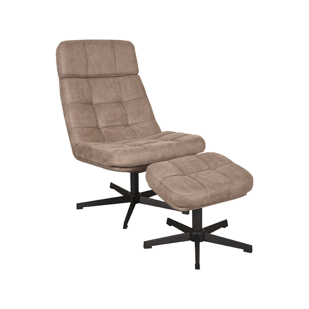 LABEL51 Fauteuil Alvar – Bouclé Stof Incl. Hocker – Stijlvol & Comfortabel