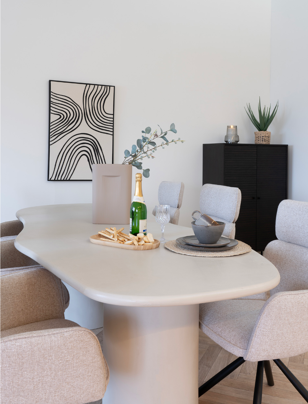 House Nordic Maranola Eettafel Cementlook, MDF Beige 200cm