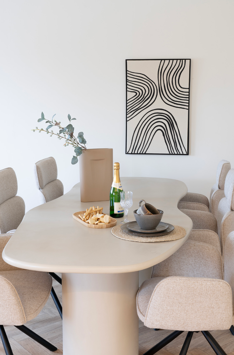 House Nordic Maranola Eettafel Cementlook, MDF Beige 240cm