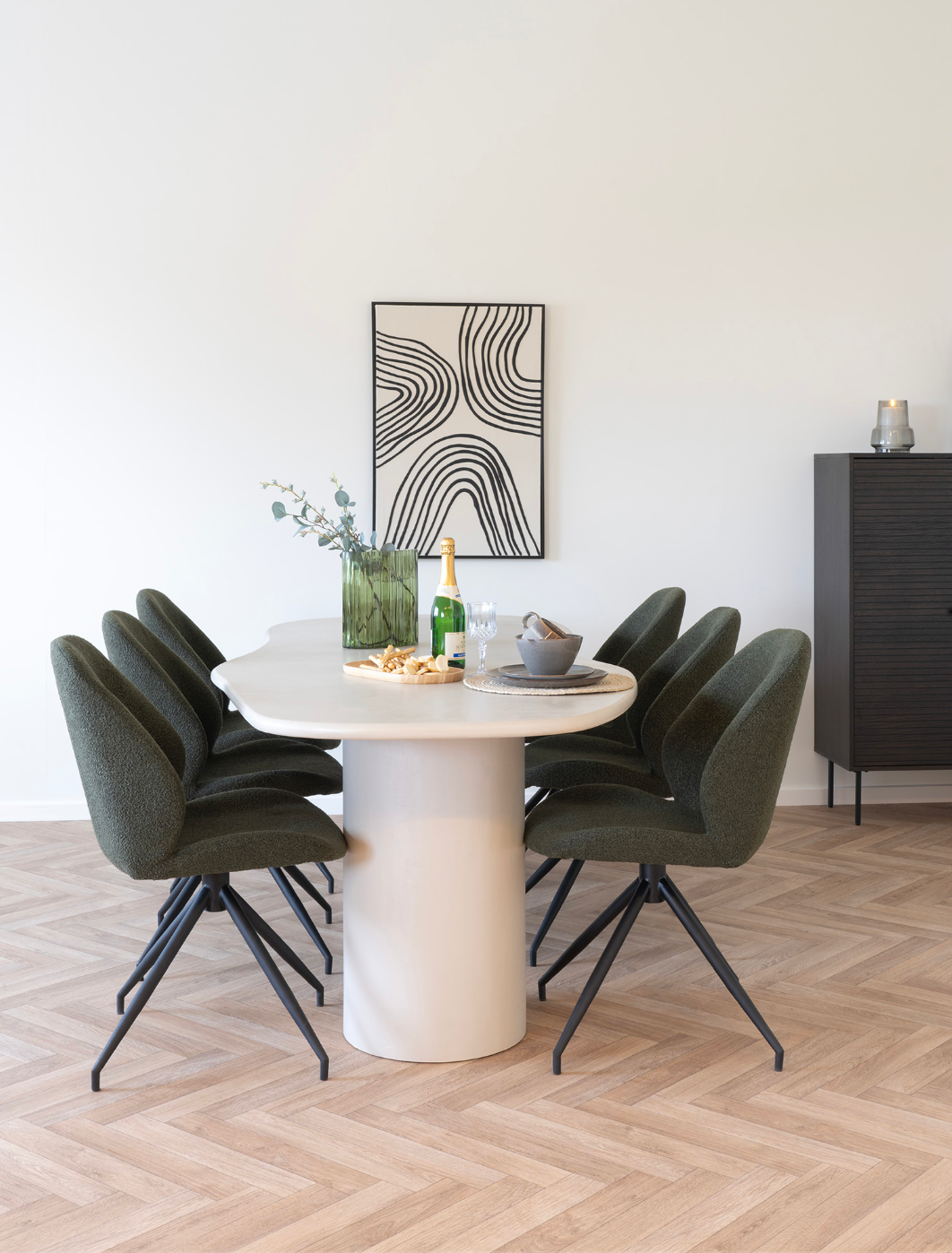 House Nordic Maranola Eettafel Cementlook, MDF Beige 200cm