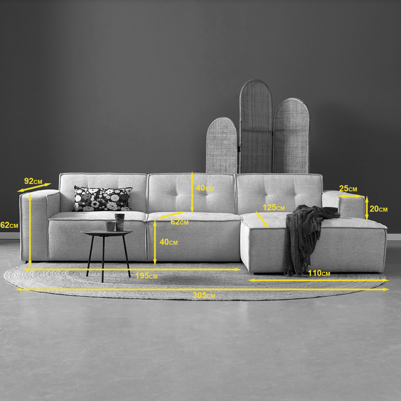 PEPP interiors FLOW met chaise longue rechts - Majestic 607