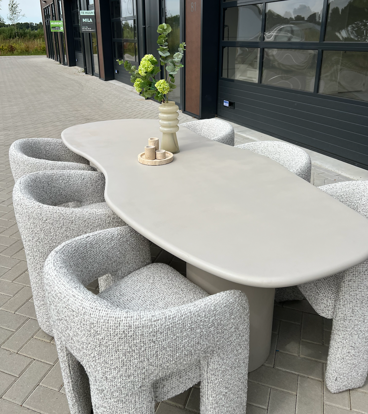 House Nordic Maranola Eettafel Cementlook, MDF Beige 240cm