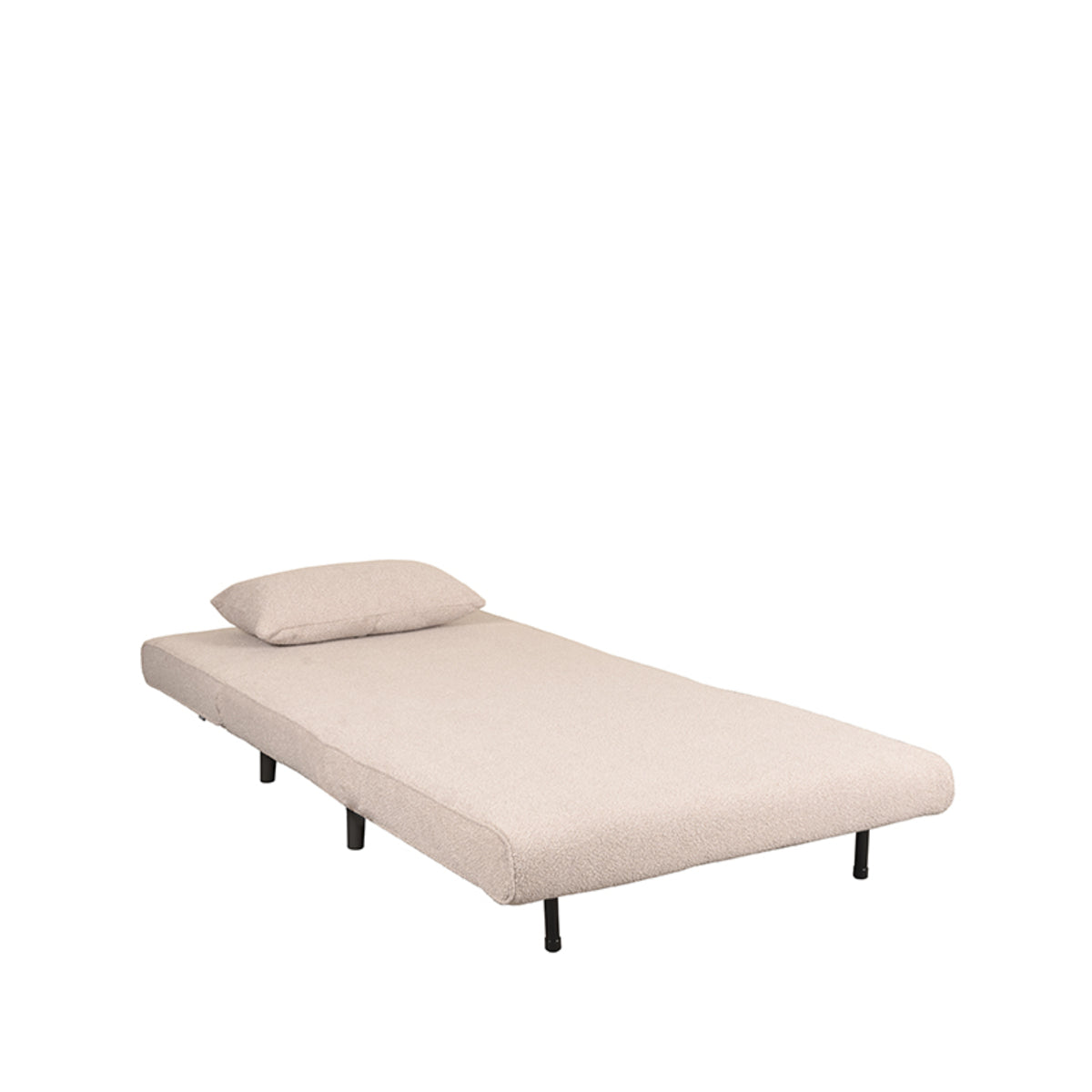 LABEL51 Slaapbank Single - Naturel - Boucle - Single | Zwarte Poot