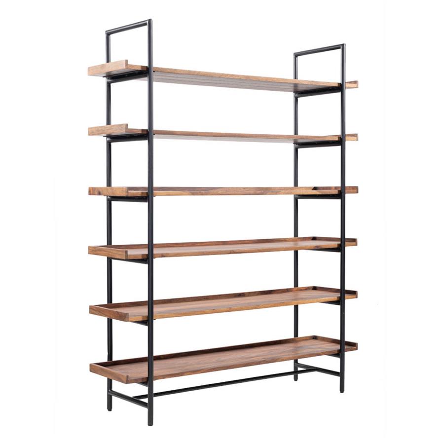 Tower Living Boekenkast Taviano – Massief Hout & Zwart Metaal – Industrieel Design in Diverse Maten