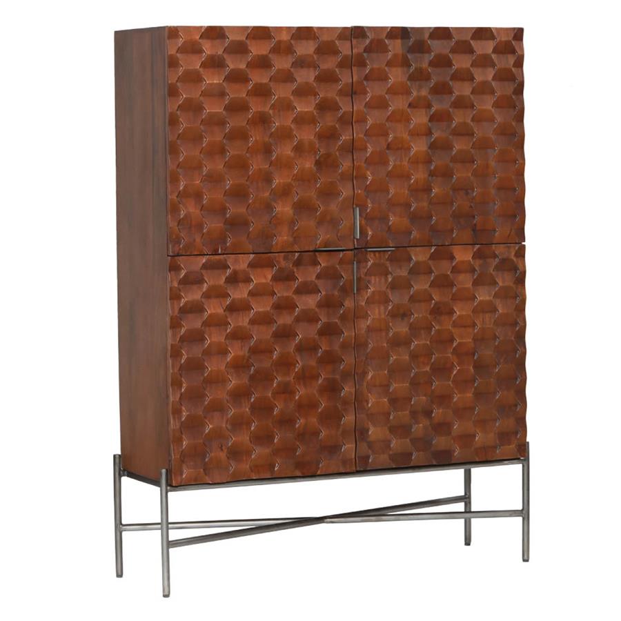 Tower Living Opbergkast Paola – Massief Mangohout met Houtsnijwerk – Verkrijgbaar in 90 cm en 130 cm Breedte