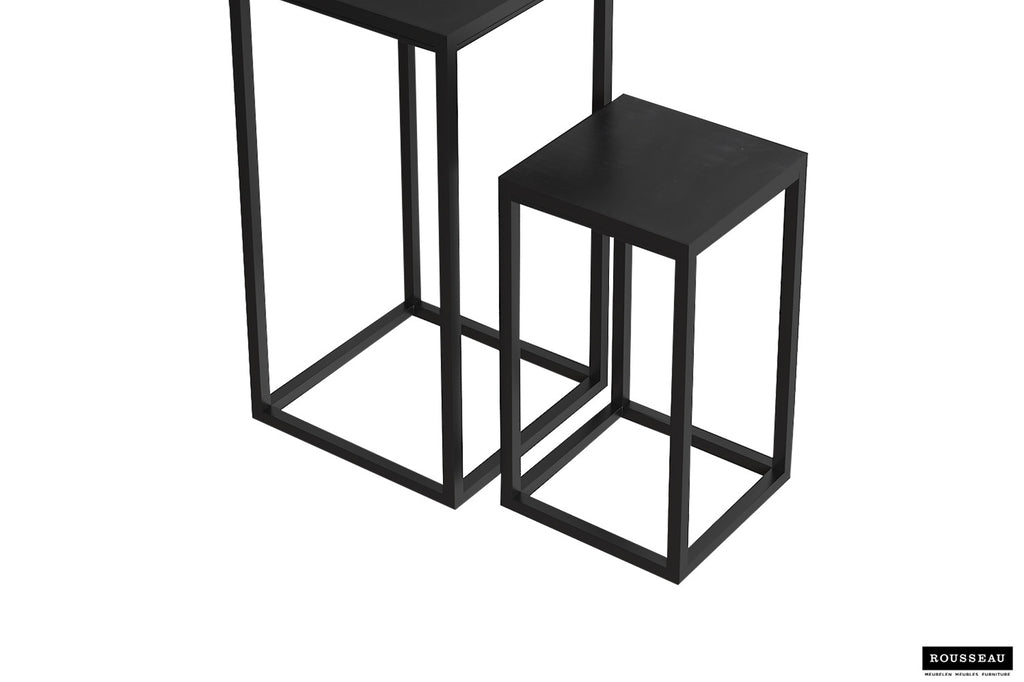 Bijzettafel 'Madeira' 2-delig Mango hout zwart (1c)