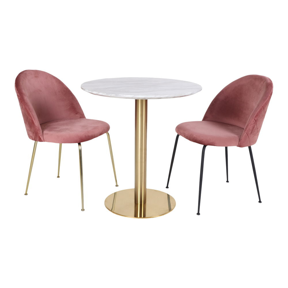 Bolzano Dining Table - Dining table with top in marble look and base in brass look Ã¸70x75cm