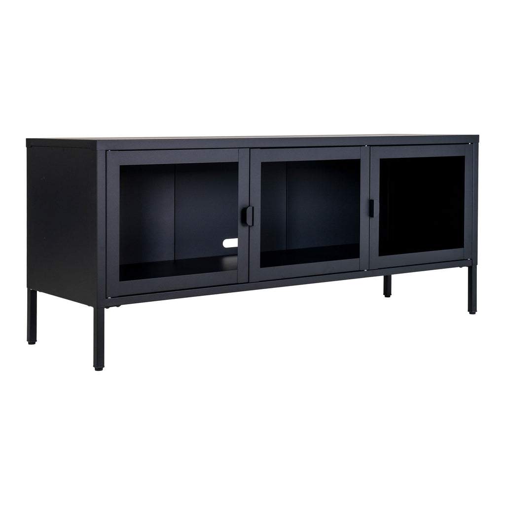 Brisbane TV-Bench - TV-Bench in black with glass doors 40x130x55 cm