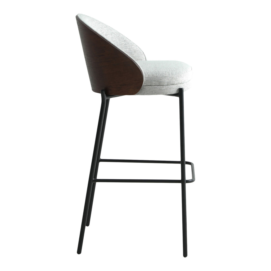 Canelas Bar Chair - Bar Chair, light grey with dark brown back and black legs (set of 2)
