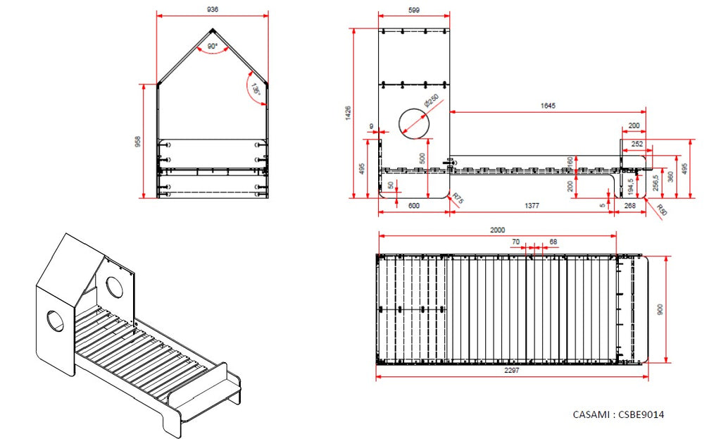 CASAMI HUISBED 90x200 CM * -> CASAMI HOUSE BED 90x200 CM *