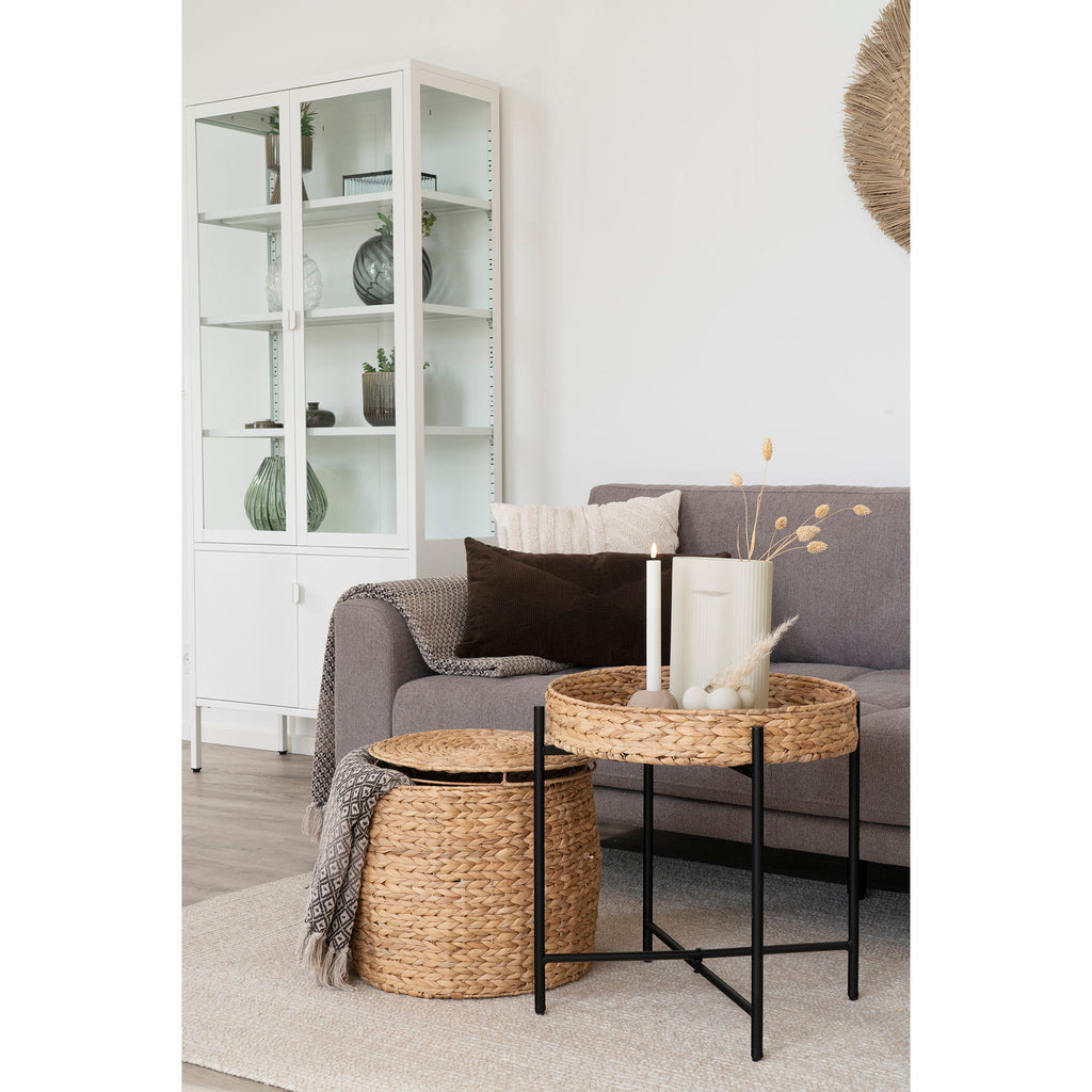 Delia Side table - Side table with storage in waterhyacinth, round, Ø43x34 cm